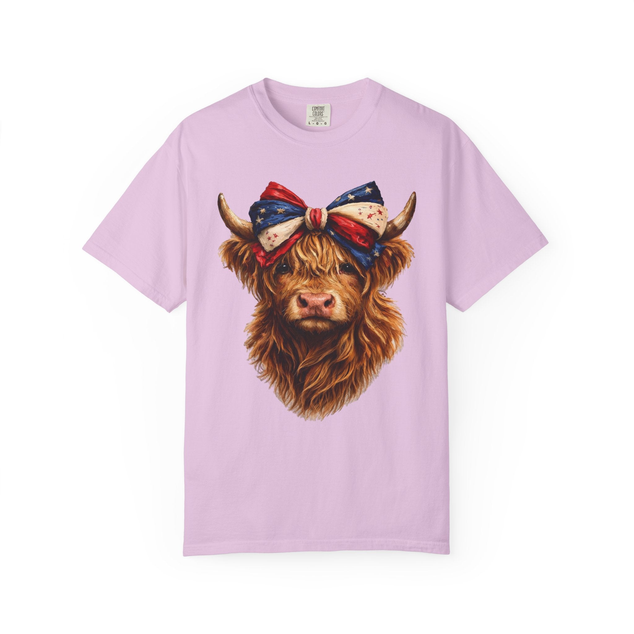 Highland Cow Tee — Patriotic Bandana Cow Graphic T-Shirt