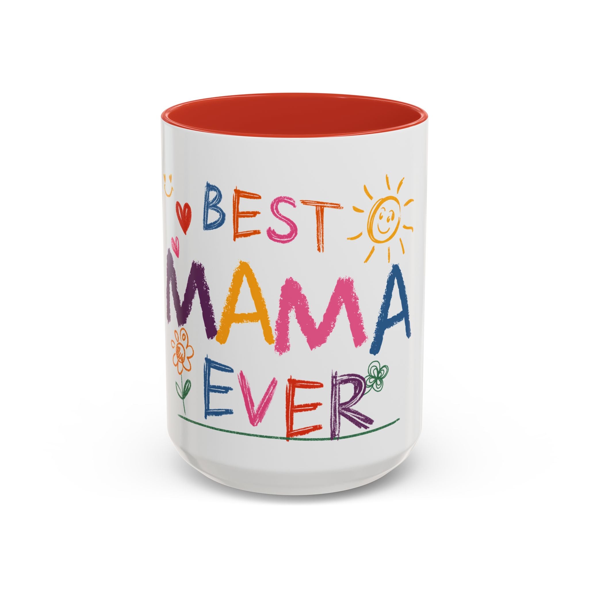 Best Mama Ever Accent Coffee Mug — Colorful Handwritten Mother’s Day Gift (11/15oz)