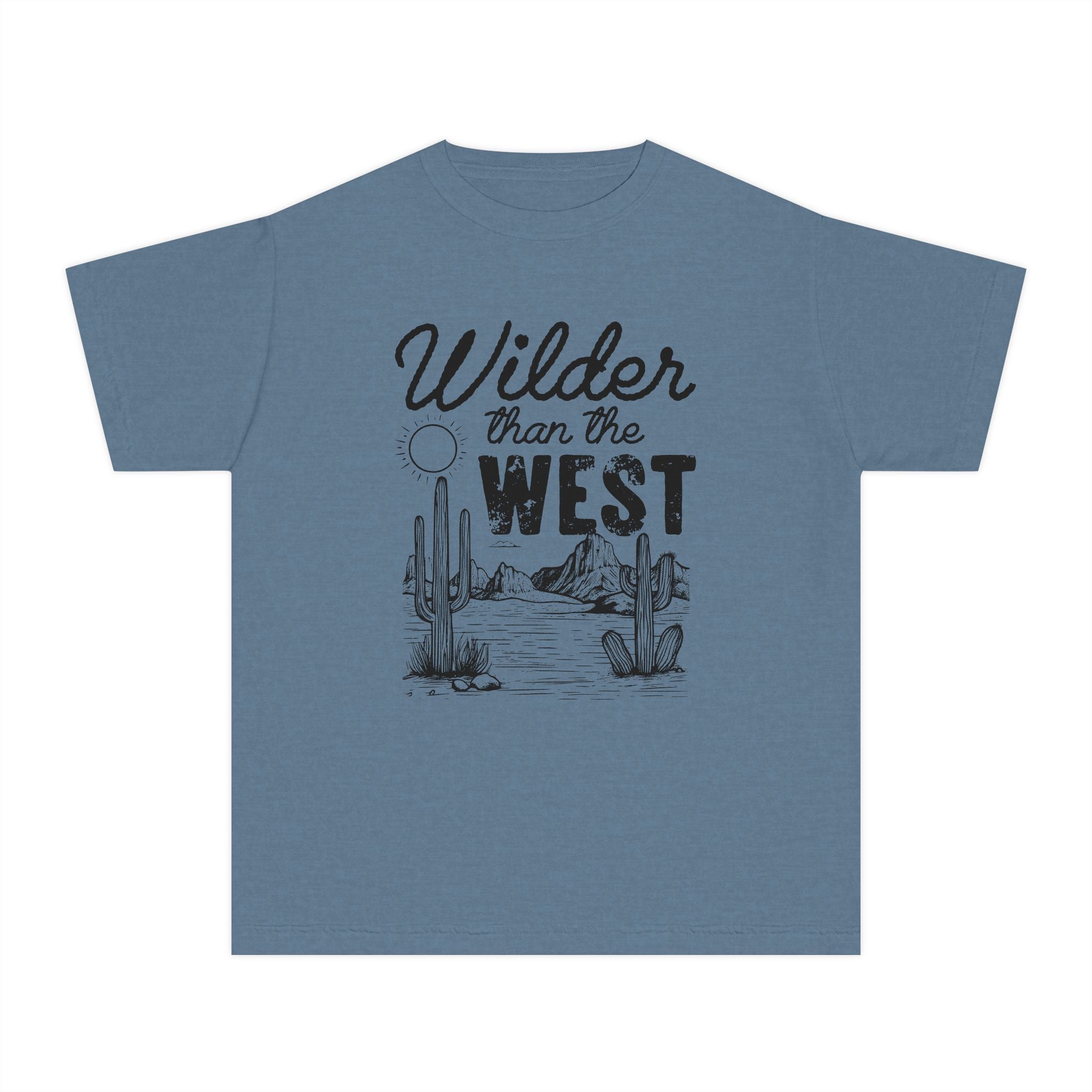 Youth Tee — "Wilder Than The West" Desert Cactus Graphic
