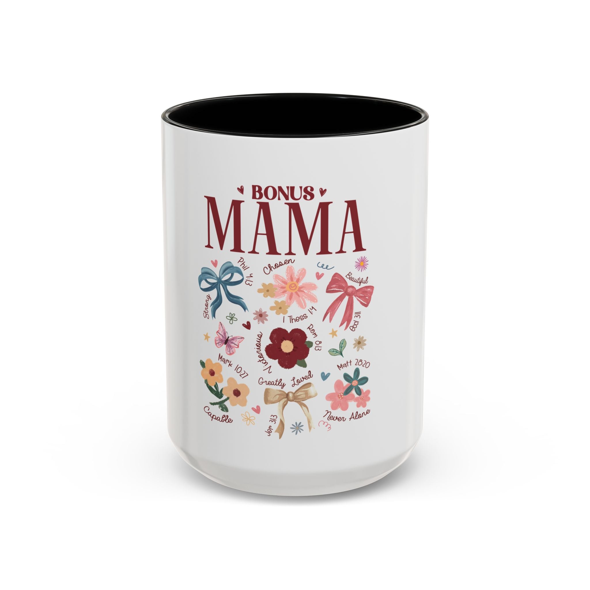 Bonus Mama Floral Coffee Mug – 11/15oz Accent Mug, Gift for Stepmom or Bonus Mom
