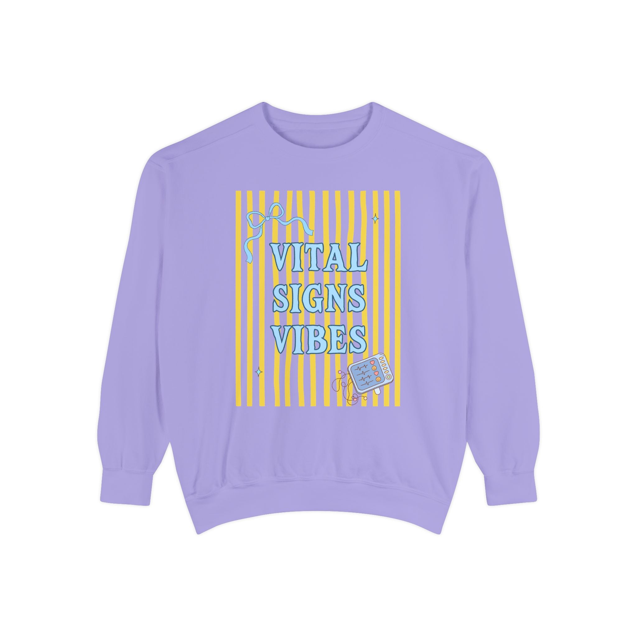 Vital Signs Vibes Sweatshirt — Retro Stripe Graphic Crewneck