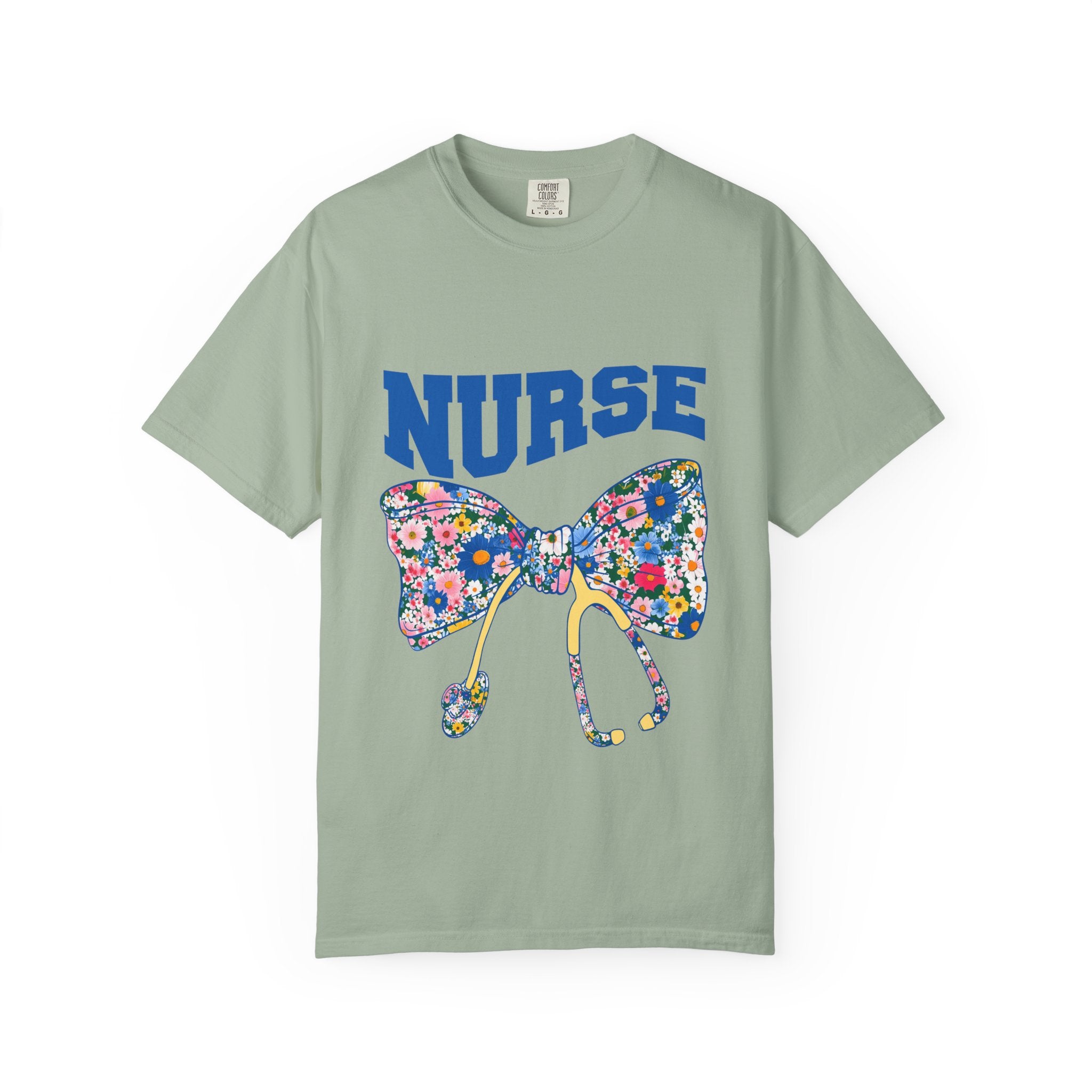 Nurse Floral Stethoscope T-Shirt — Floral Bow & Stethoscope Nurse Tee