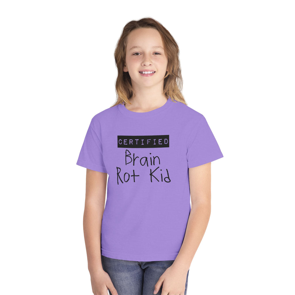 Youth T‑Shirt “Certified Brain Rot Kid” Graphic Tee — Funny Retro Handwritten Kids Shirt