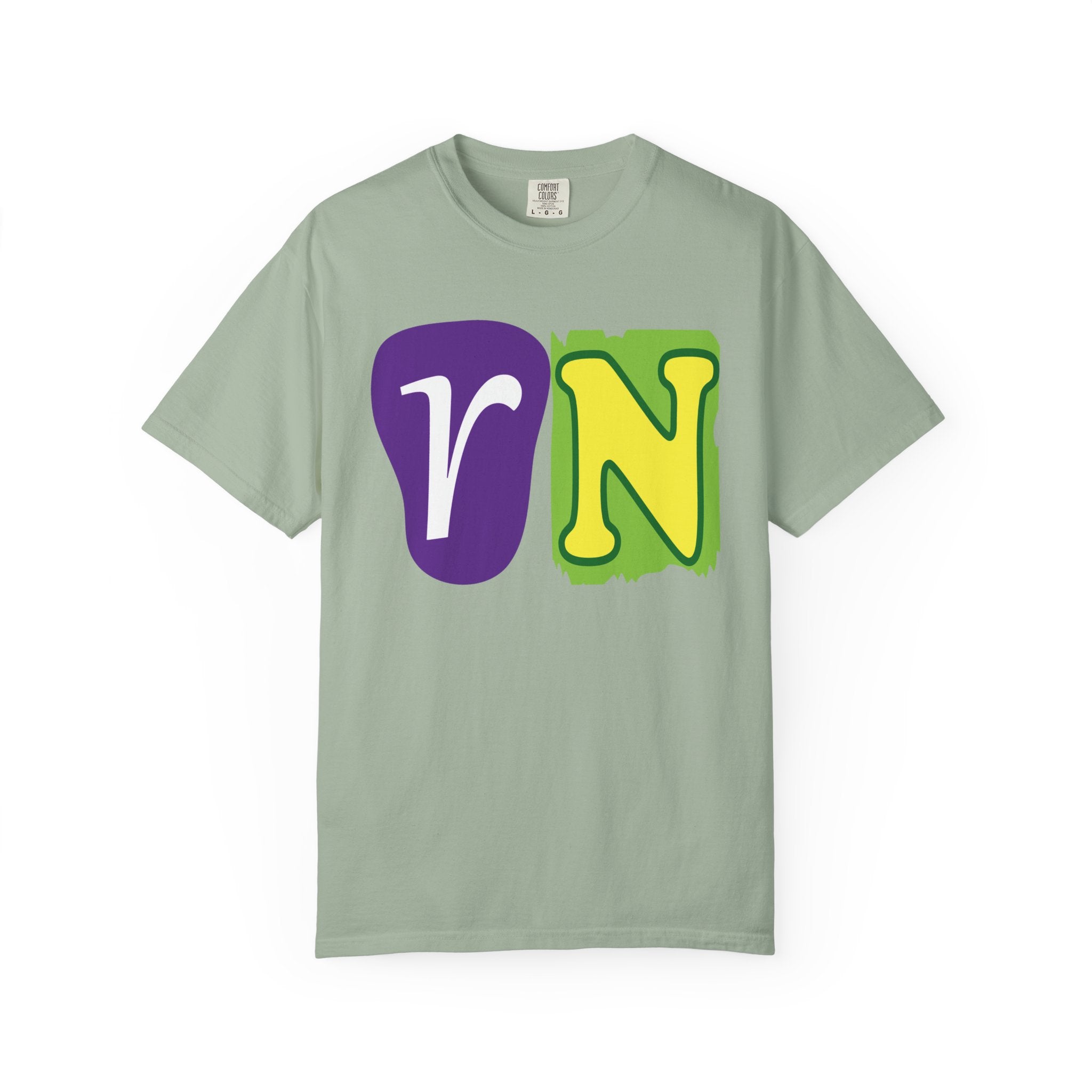RN Block Letter T-Shirt — Playful Color-Block Initial Tee