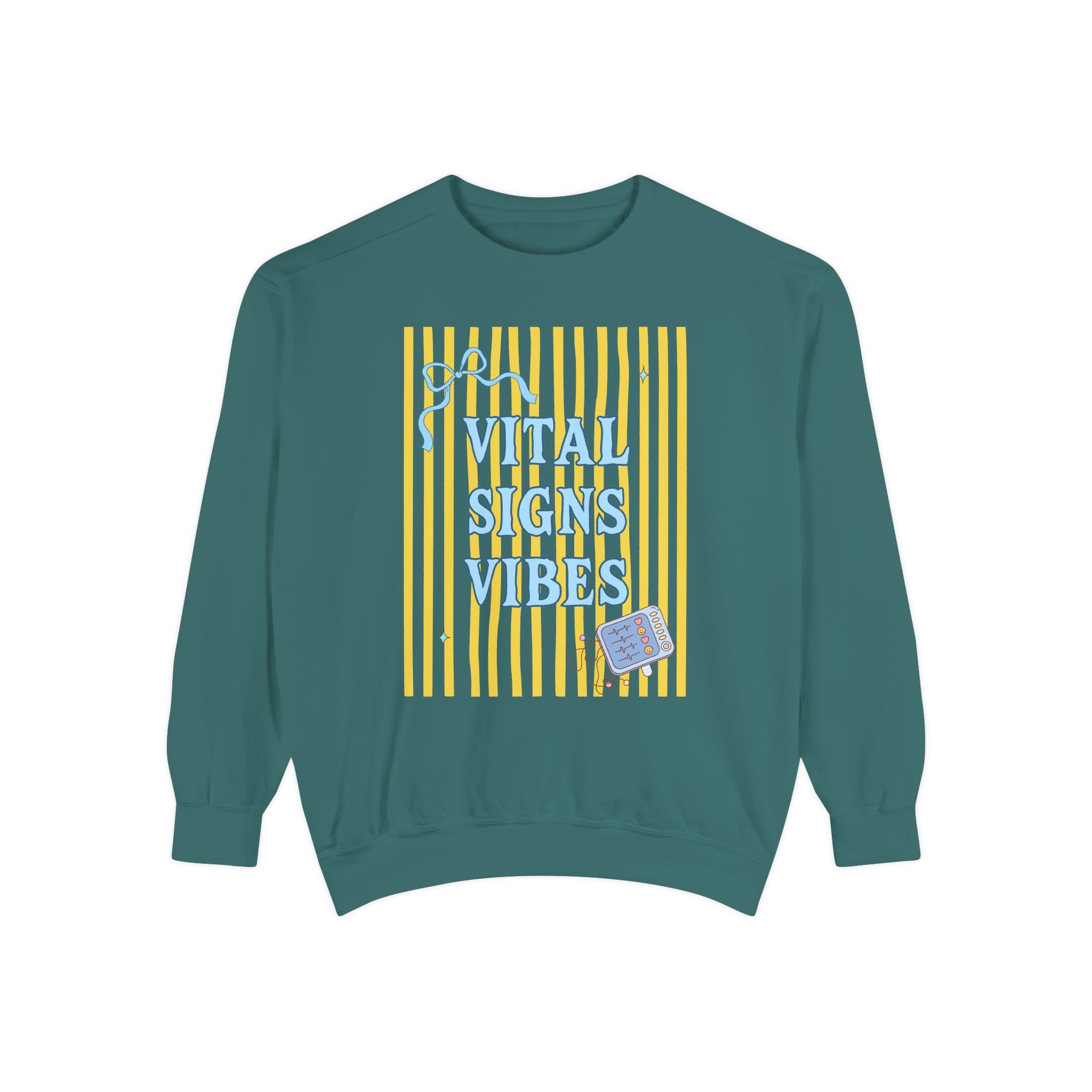 Vital Signs Vibes Sweatshirt — Retro Stripe Graphic Crewneck