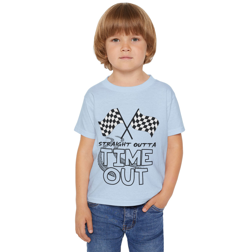 Toddler T-Shirt — "Straight Outta Time Out" Racing Flag Kids Tee