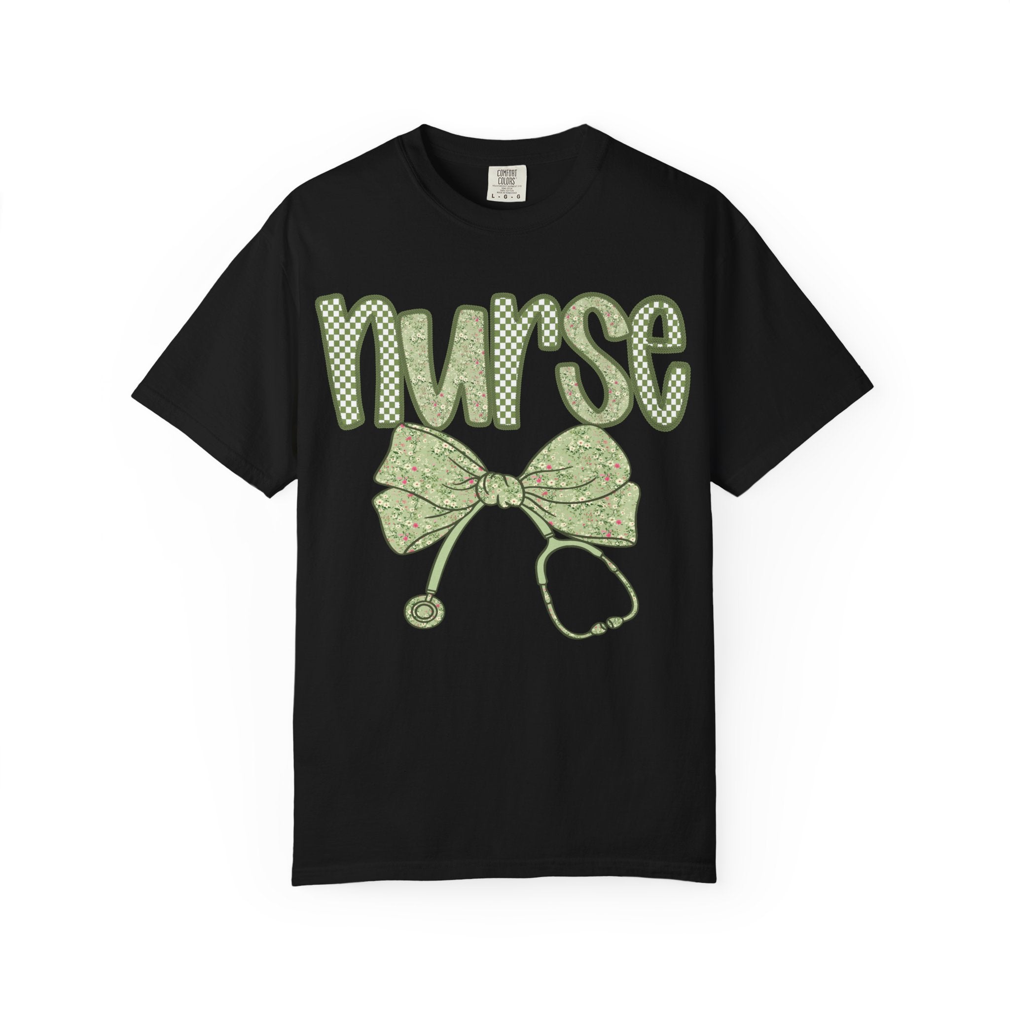 Nurse Bow Stethoscope T-Shirt — Cute Green Nurse Graphic Tee
