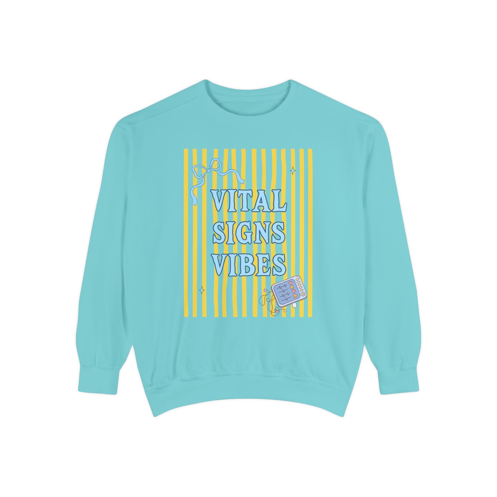 Vital Signs Vibes Sweatshirt — Retro Stripe Graphic Crewneck