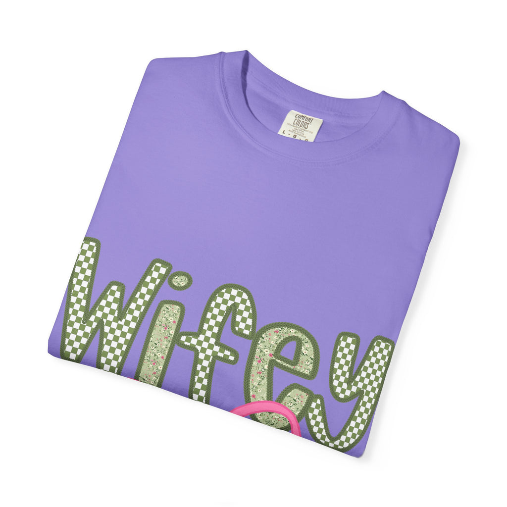 Wifey Graphic T-Shirt — Cute Polka Dot Text with Pink Bow