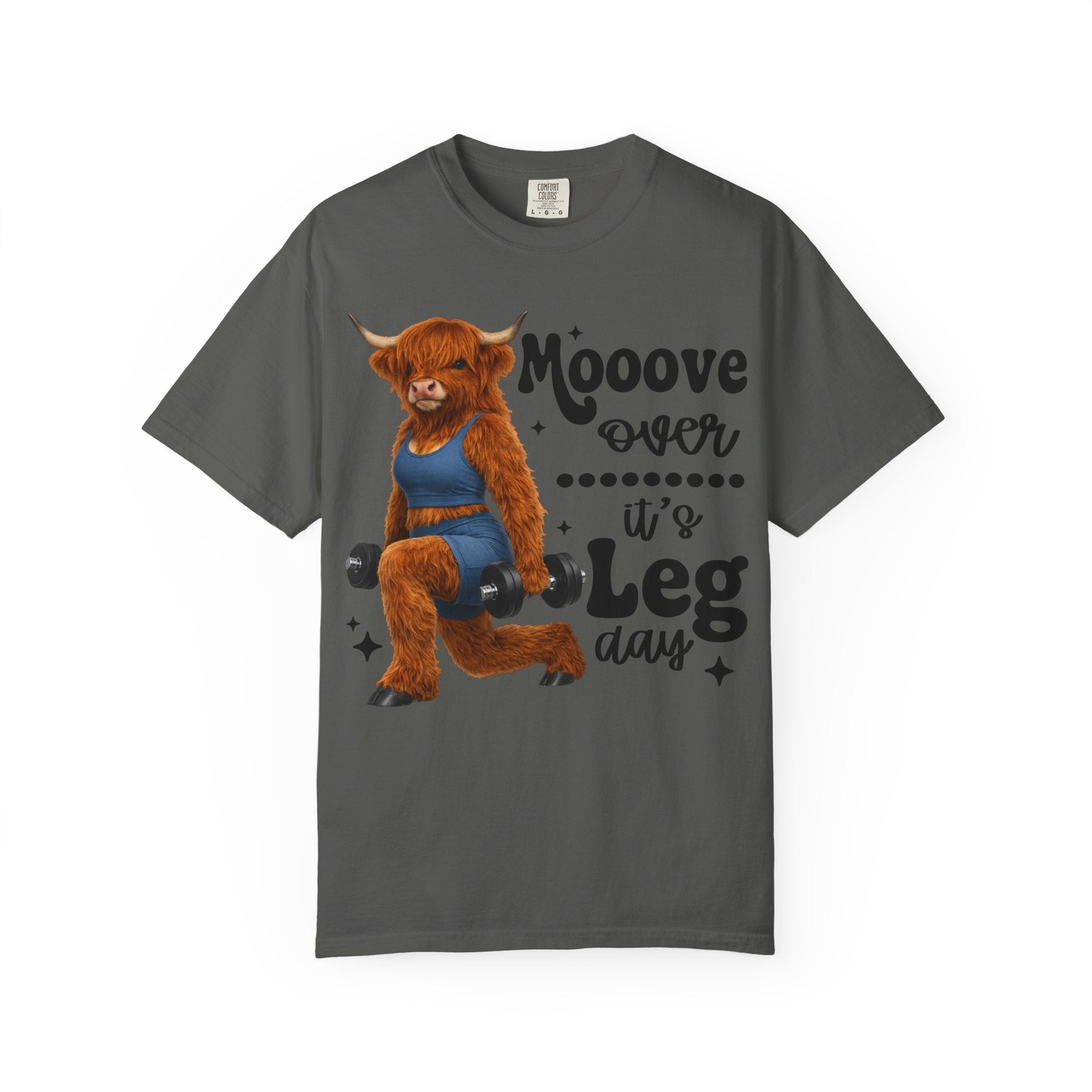 Leg Day Cow Graphic T-Shirt — "Mooove Over It's Leg Day" Funny Gym Tee