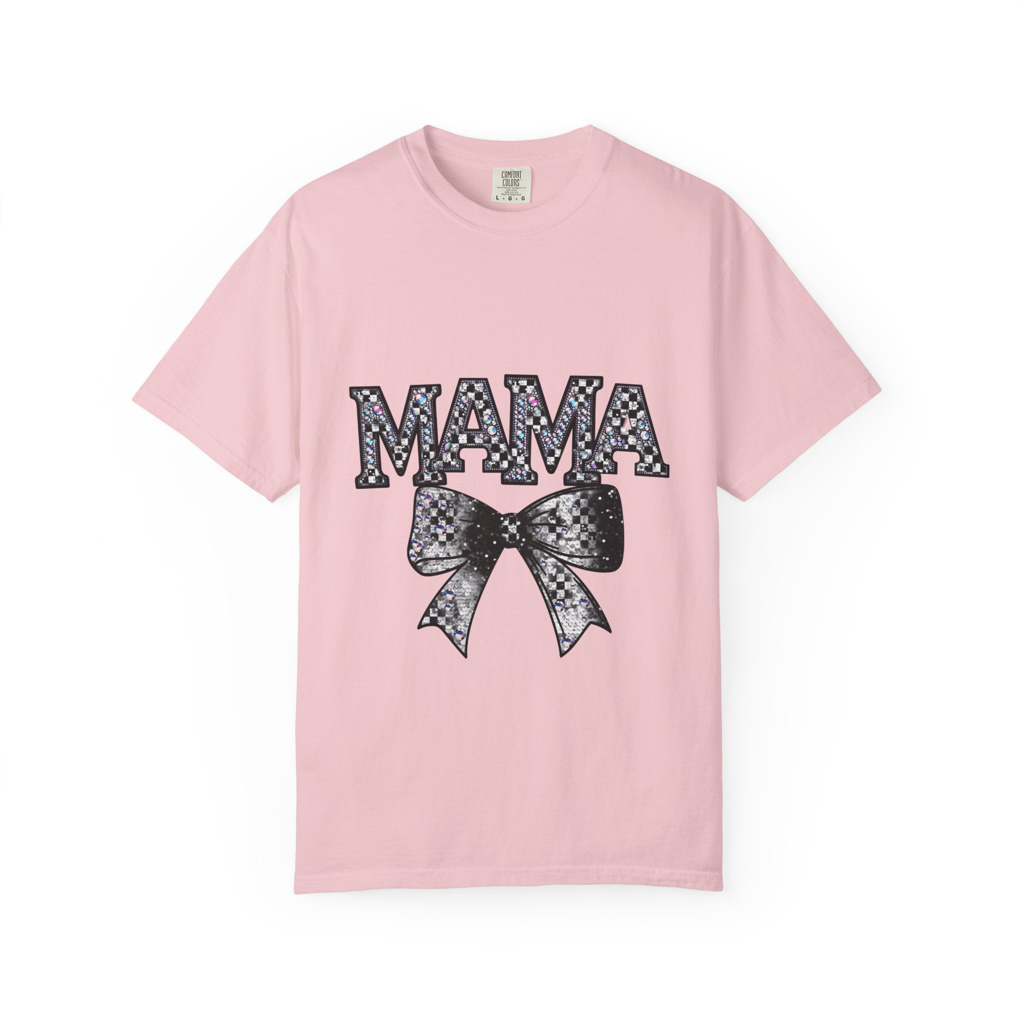 Mama Bow T-Shirt — Glitter Leopard Print "MAMA" Graphic Tee