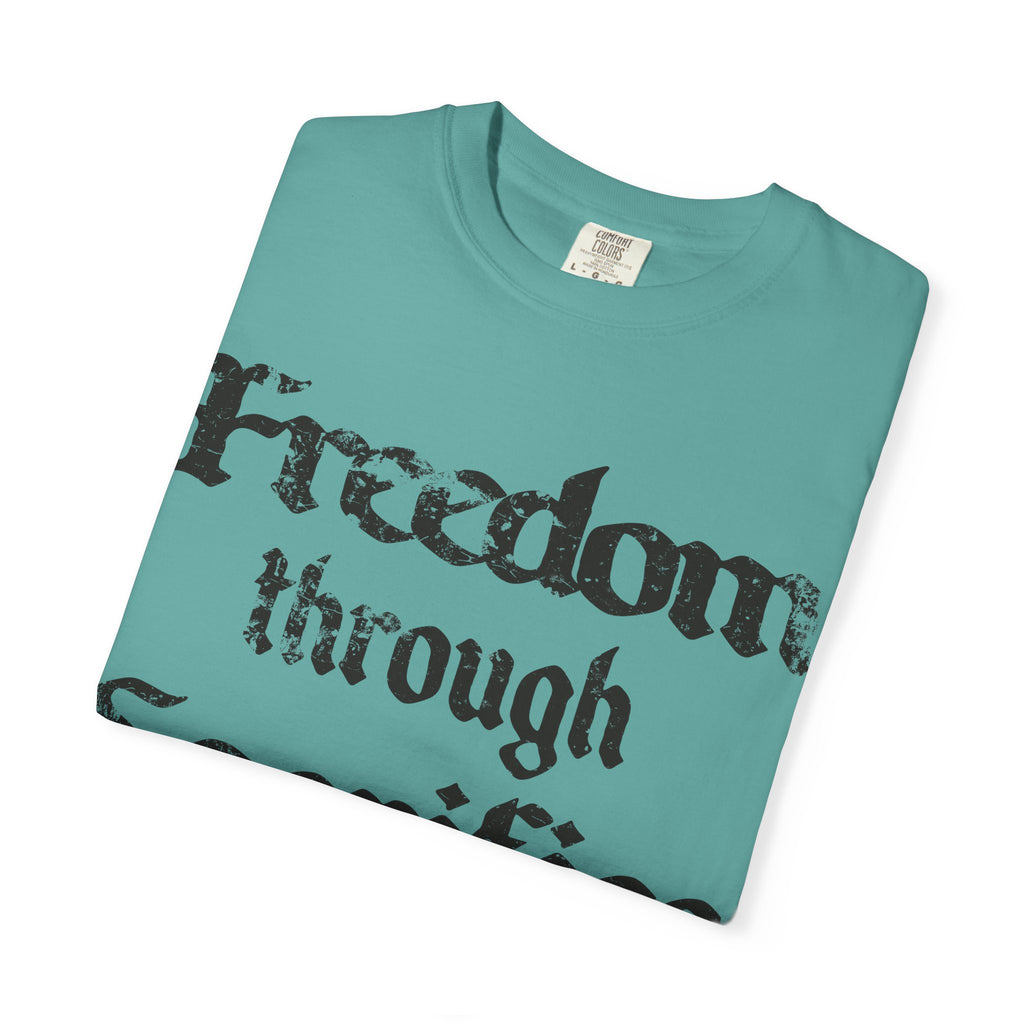 Freedom Through Sacrifice T-Shirt — Vintage Gothic Military Patriotic Tee