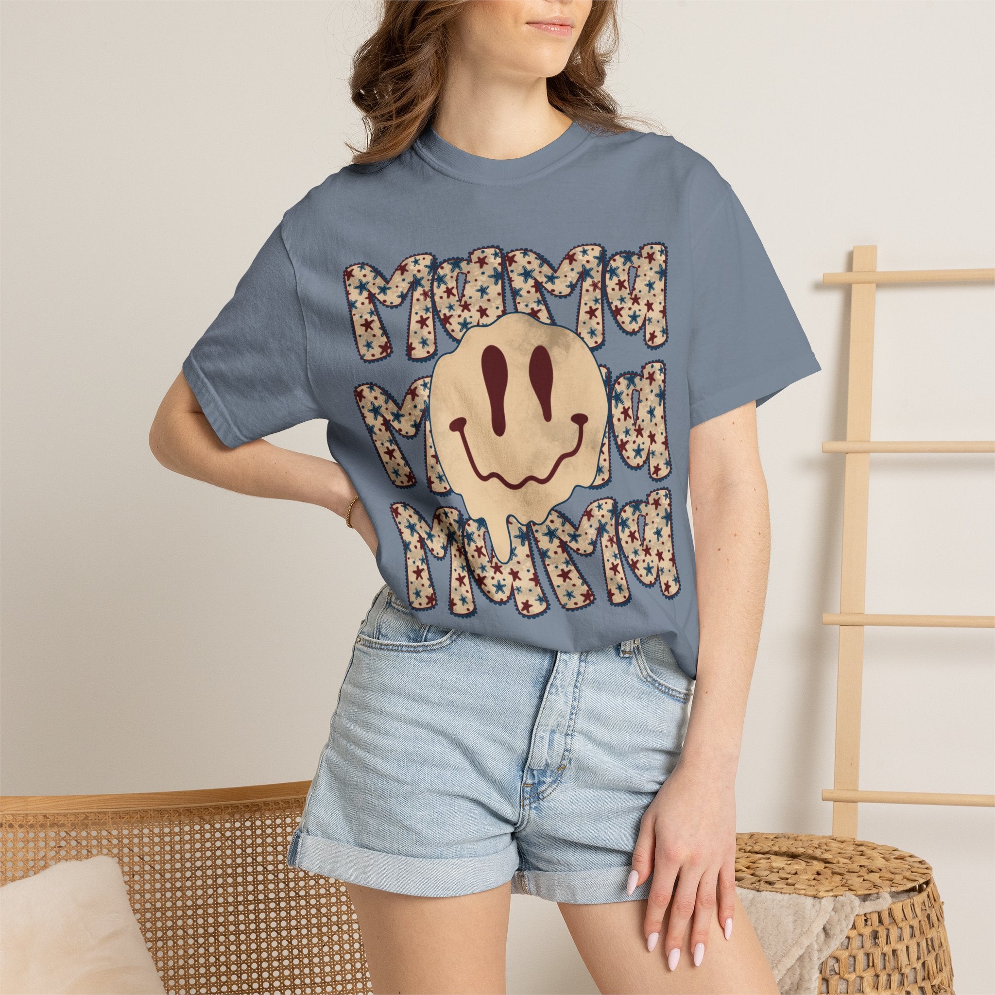 Retro Happy Face 'Mmmm' Floral Graphic T-Shirt