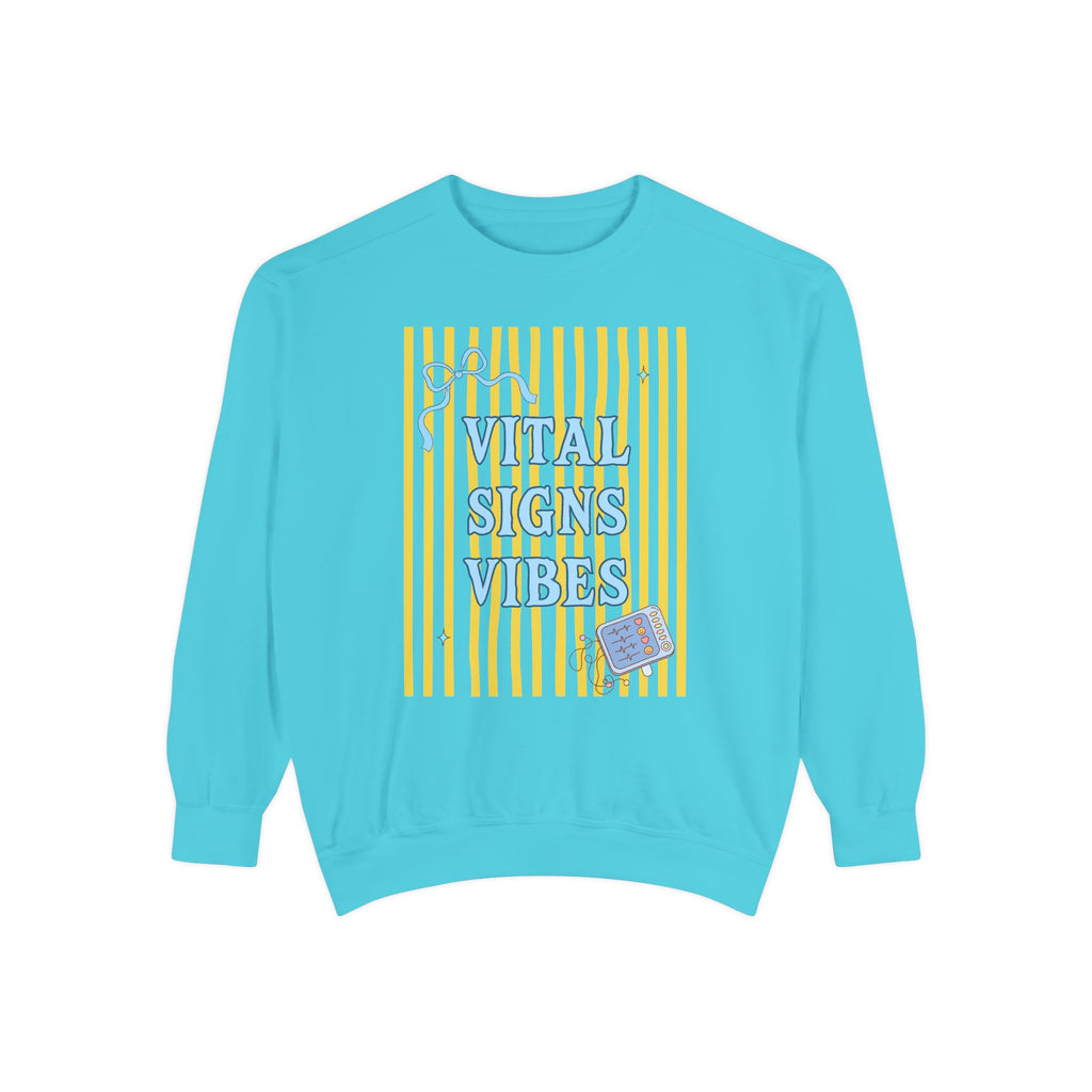 Vital Signs Vibes Sweatshirt — Retro Stripe Graphic Crewneck