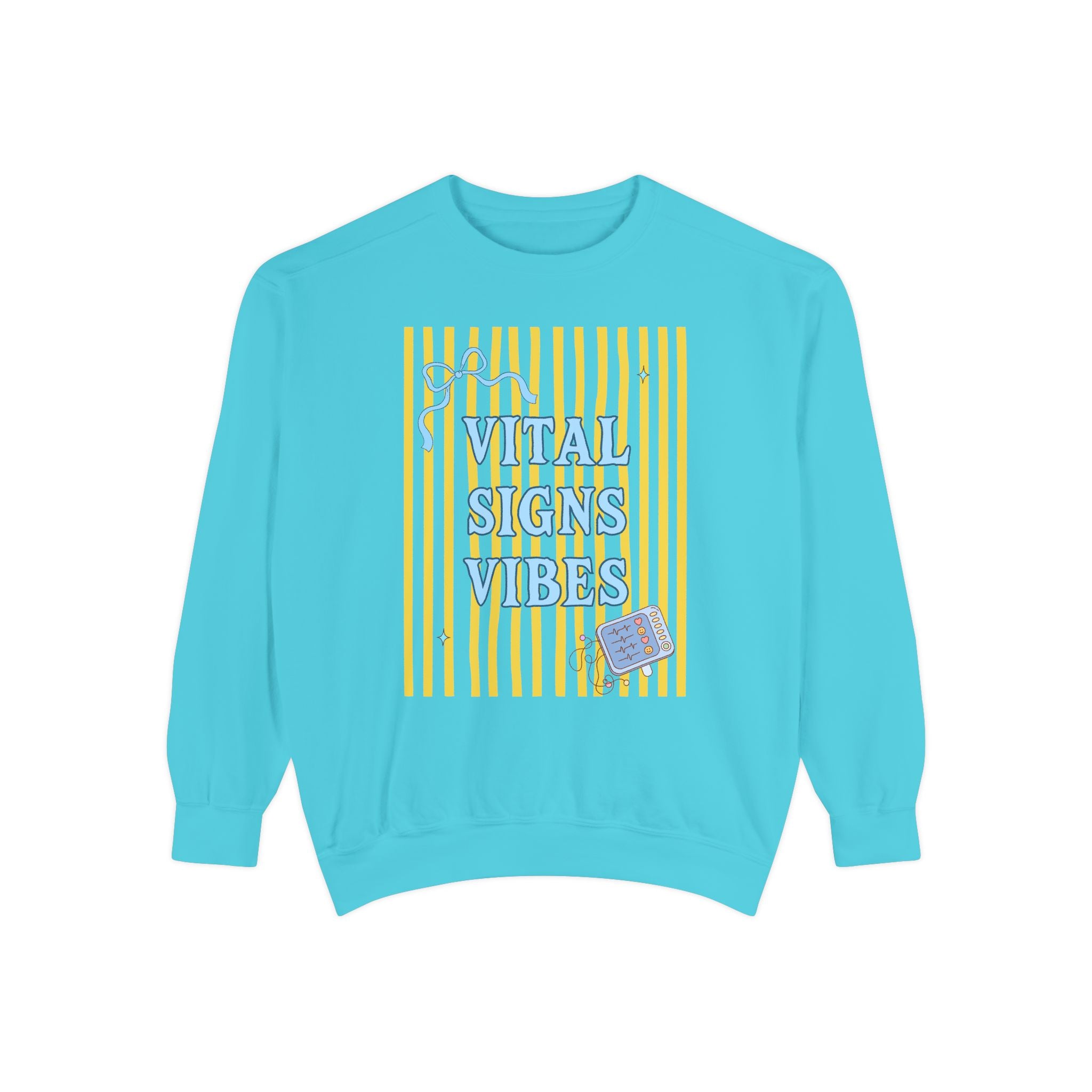 Vital Signs Vibes Sweatshirt — Retro Stripe Graphic Crewneck