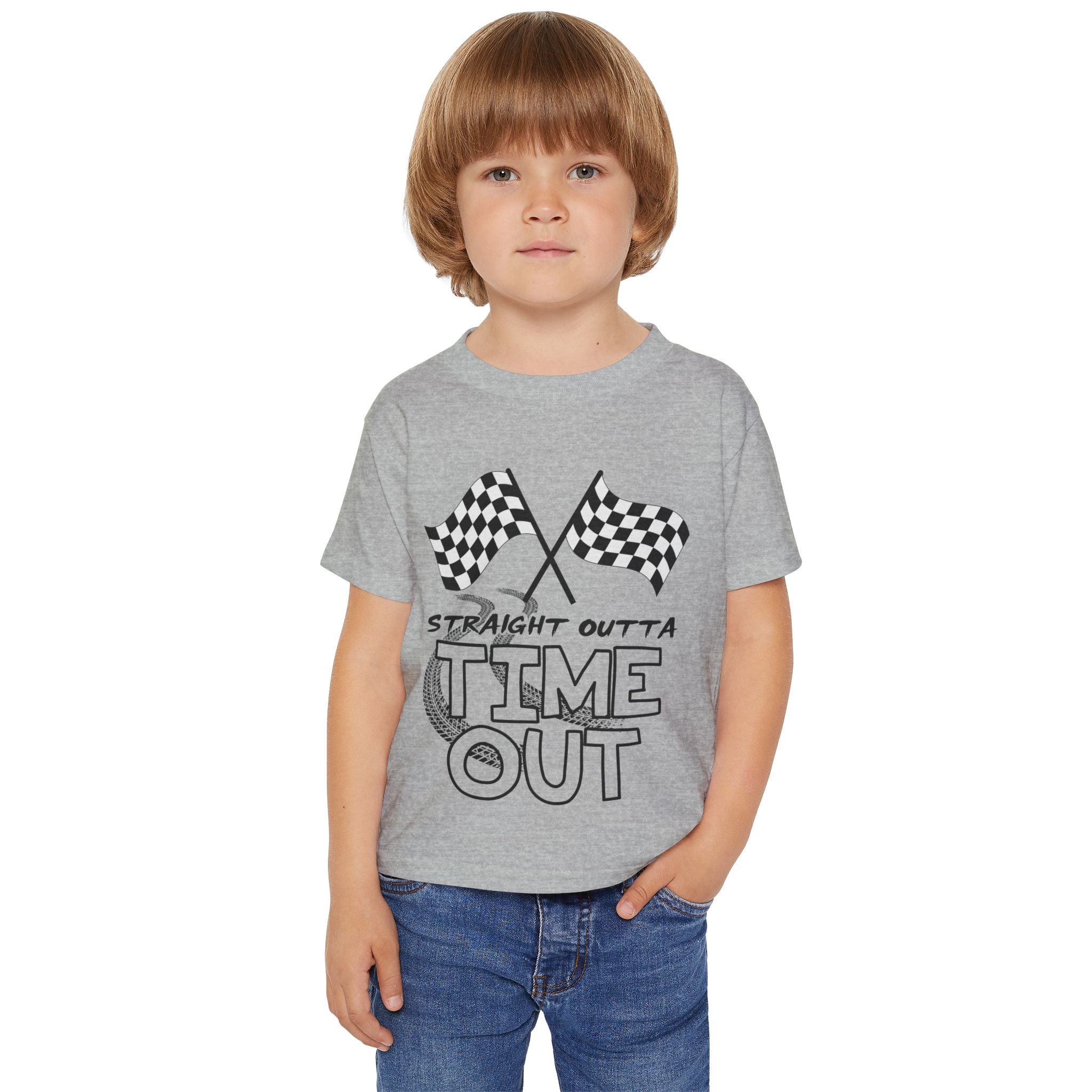 Toddler T-Shirt — "Straight Outta Time Out" Racing Flag Kids Tee