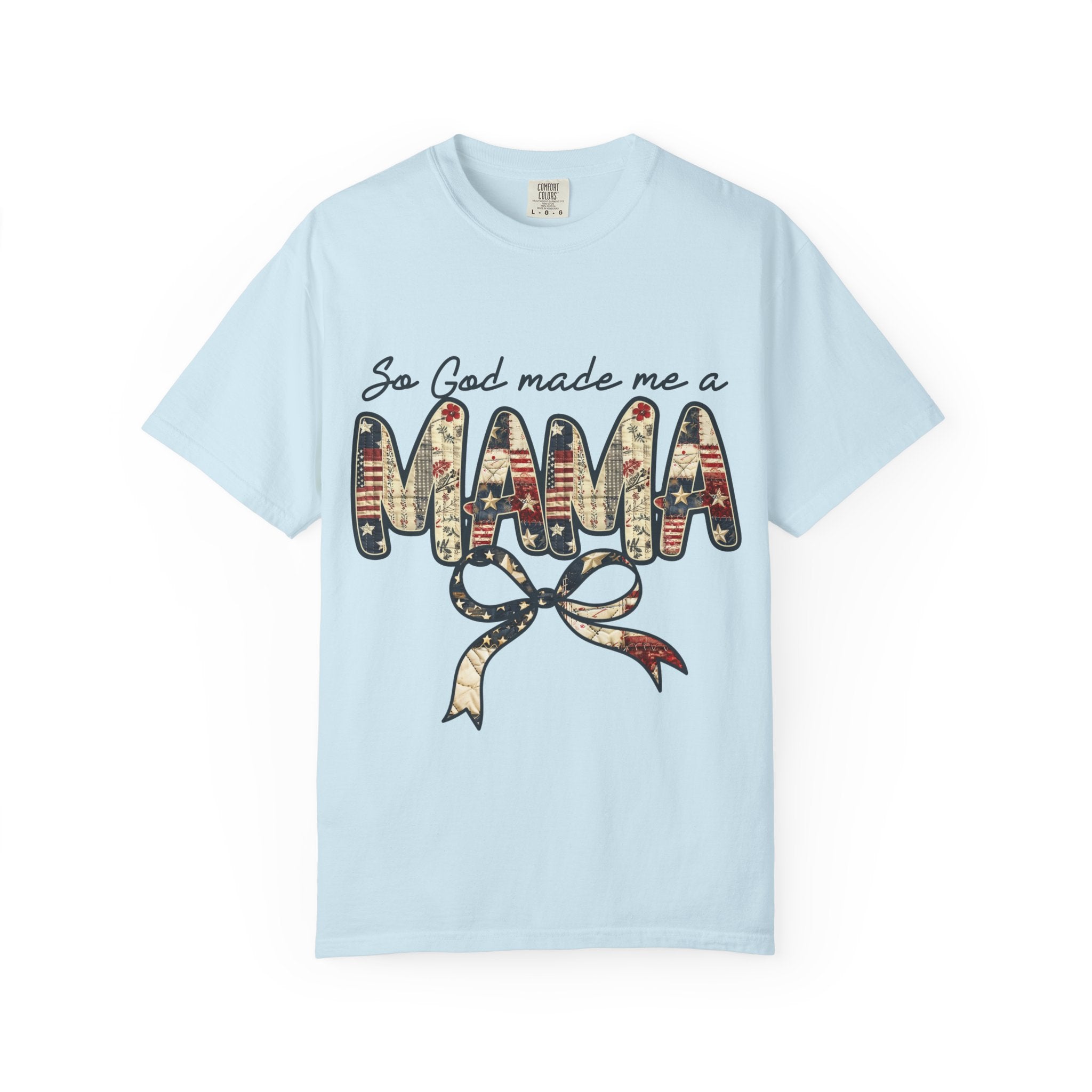 Mama Graphic T-Shirt – “So God Made Me a Mama” Floral Americana Bow Tee