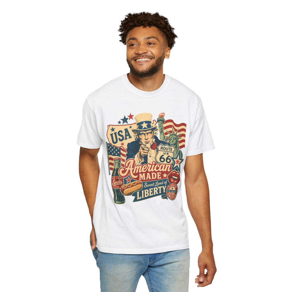 American Made Liberty T-Shirt — Vintage Uncle Sam Route 66 USA Graphic