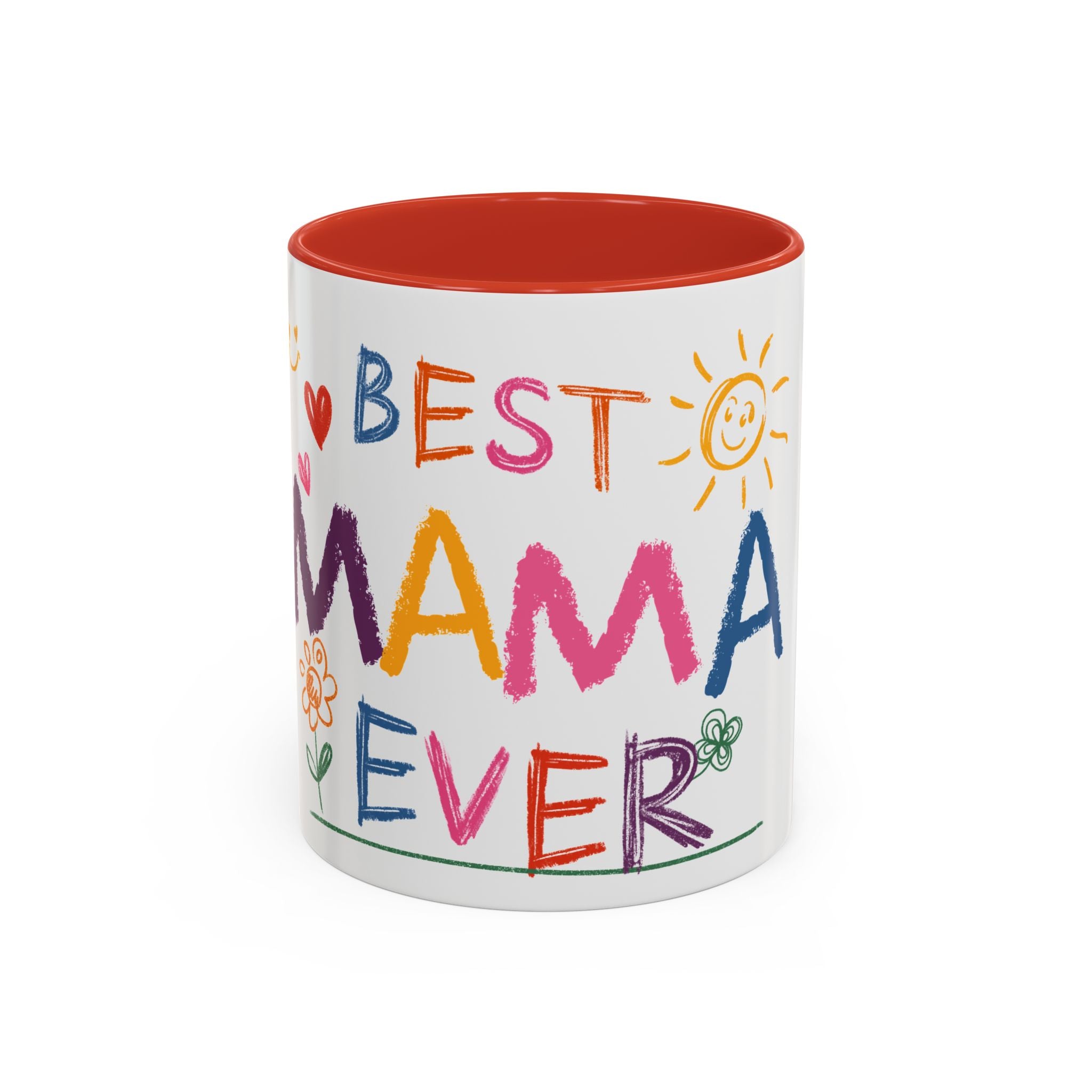 Best Mama Ever Accent Coffee Mug — Colorful Handwritten Mother’s Day Gift (11/15oz)