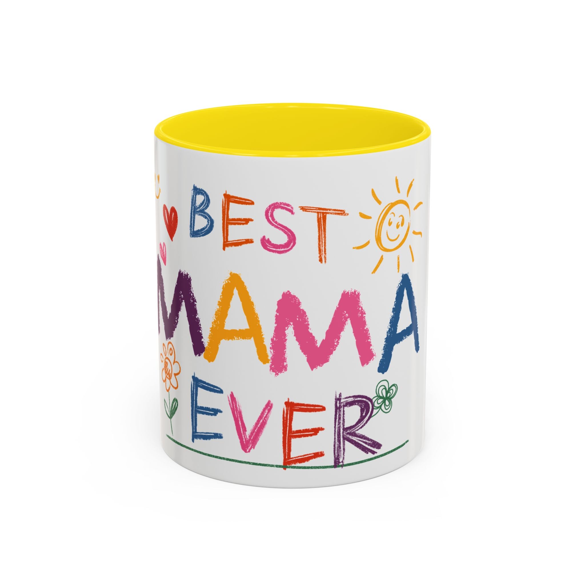 Best Mama Ever Accent Coffee Mug — Colorful Handwritten Mother’s Day Gift (11/15oz)
