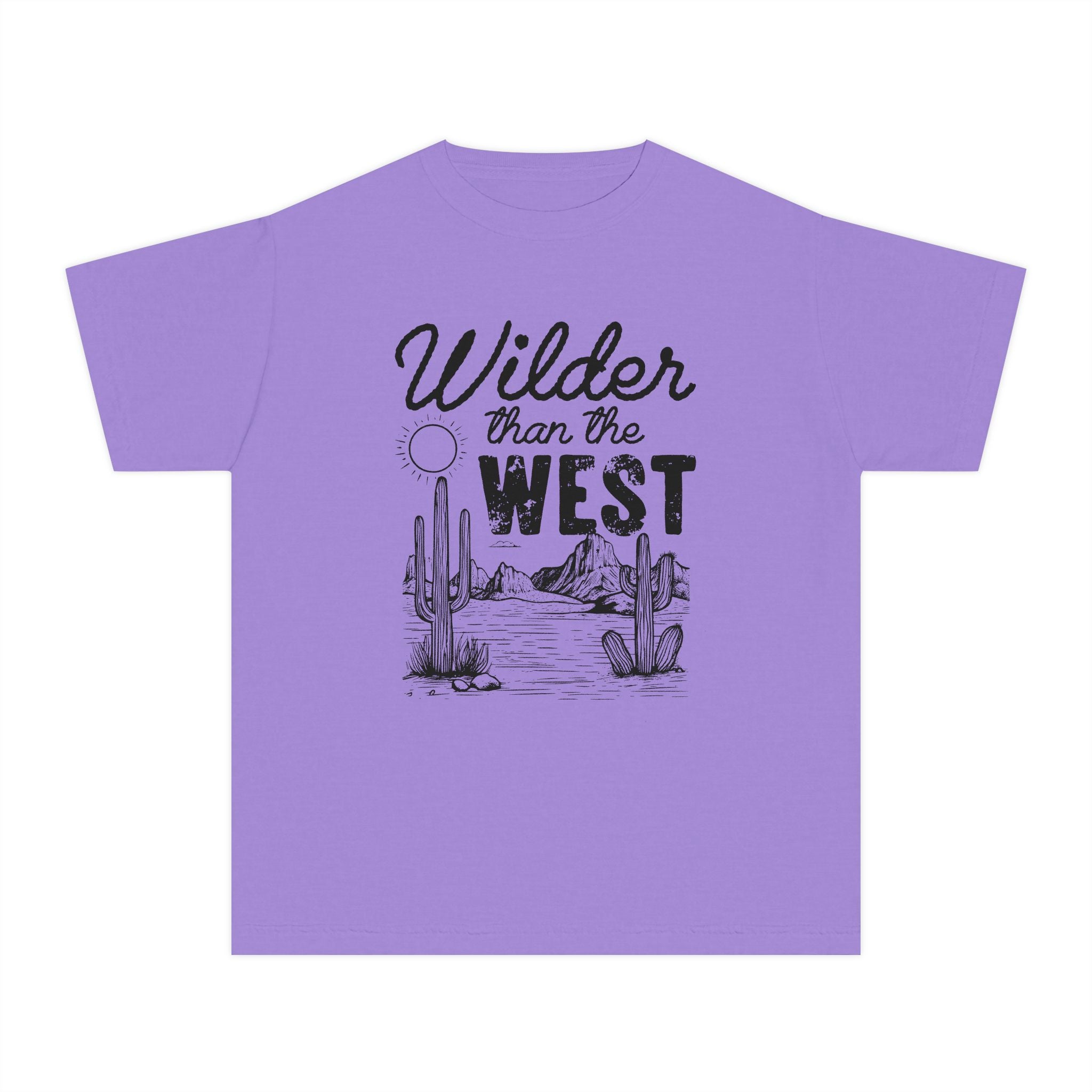 Youth Tee — "Wilder Than The West" Desert Cactus Graphic