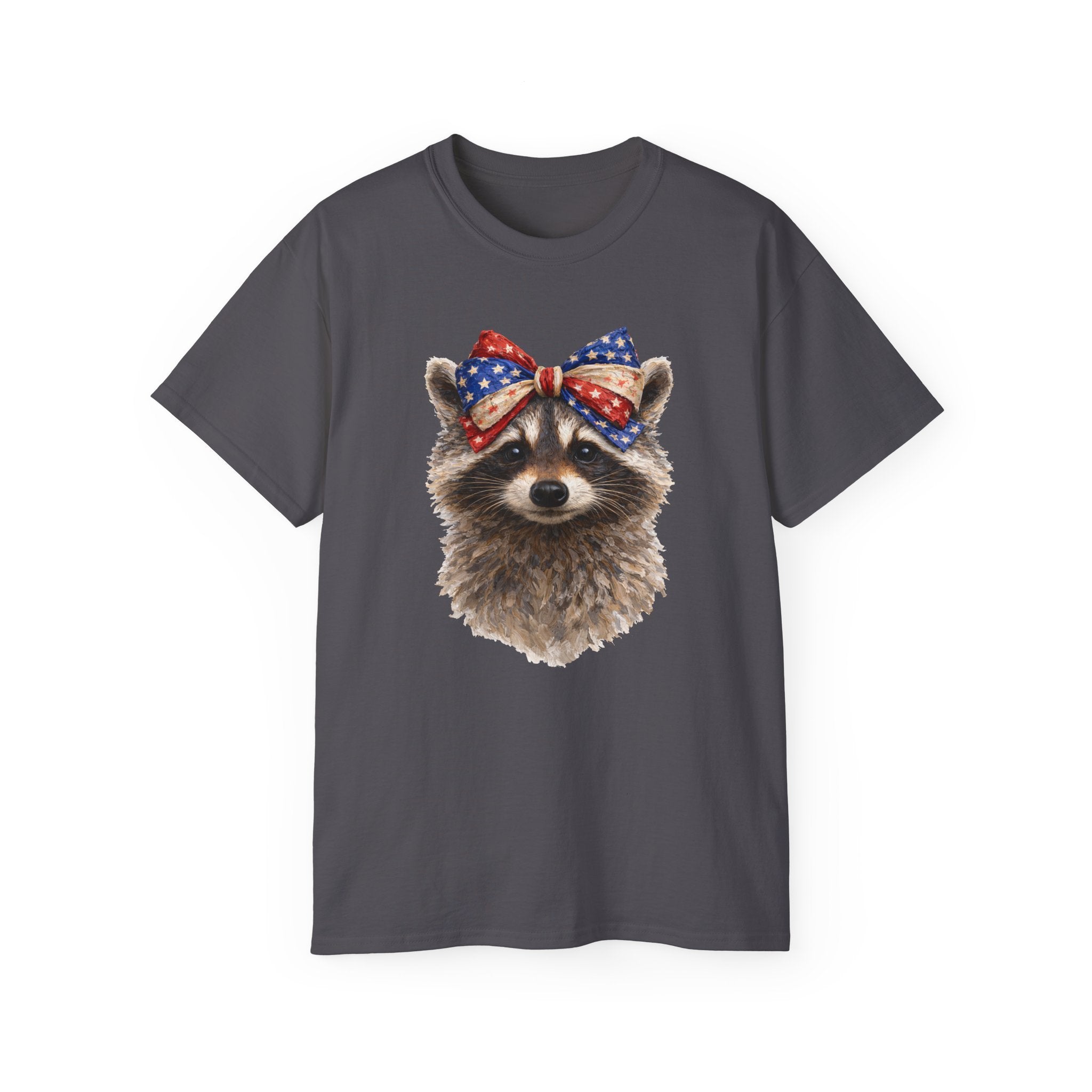 Raccoon with American Flag Bow Tee