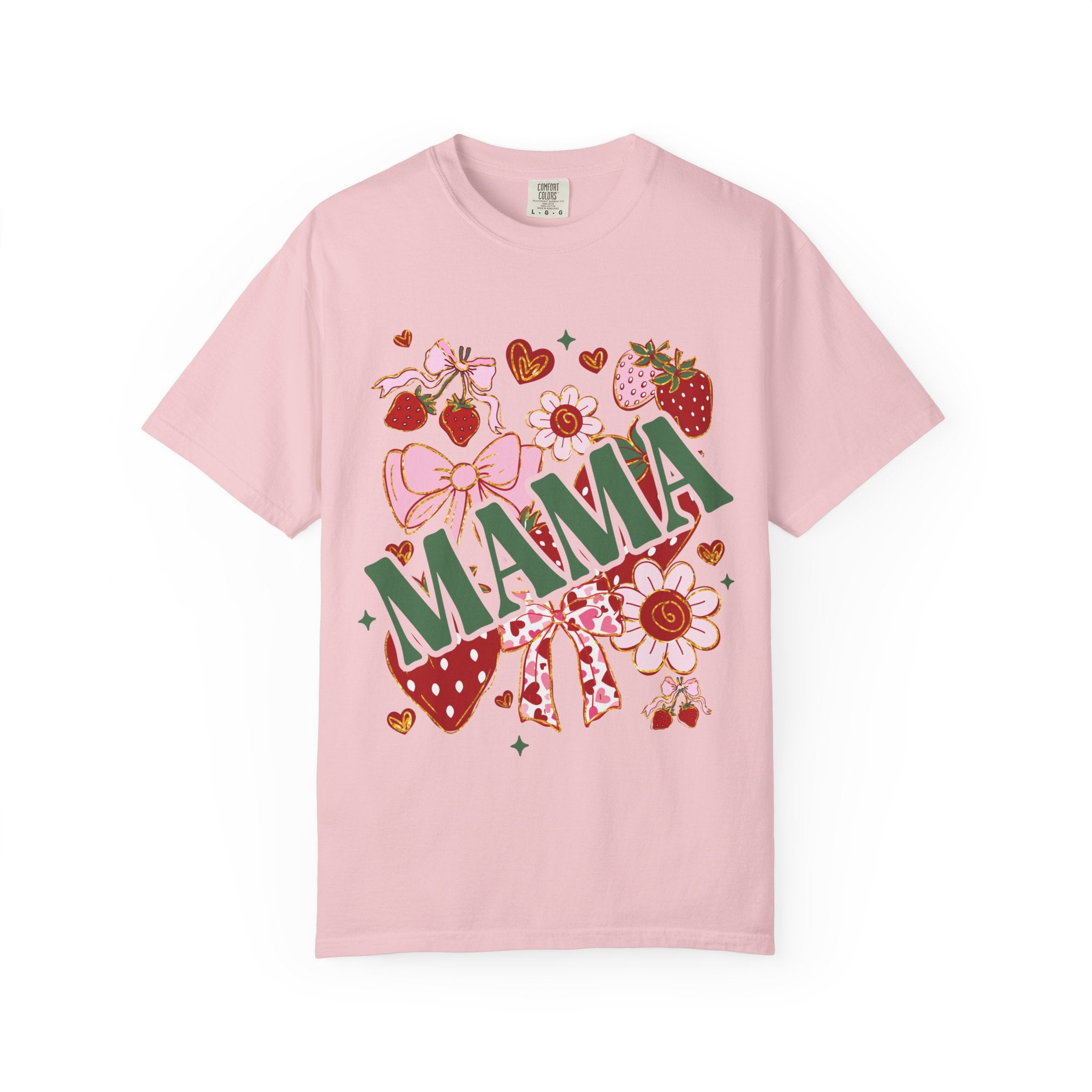 Mama Floral T‑Shirt — Retro Strawberry & Flower Mom Tee for Mother's Day
