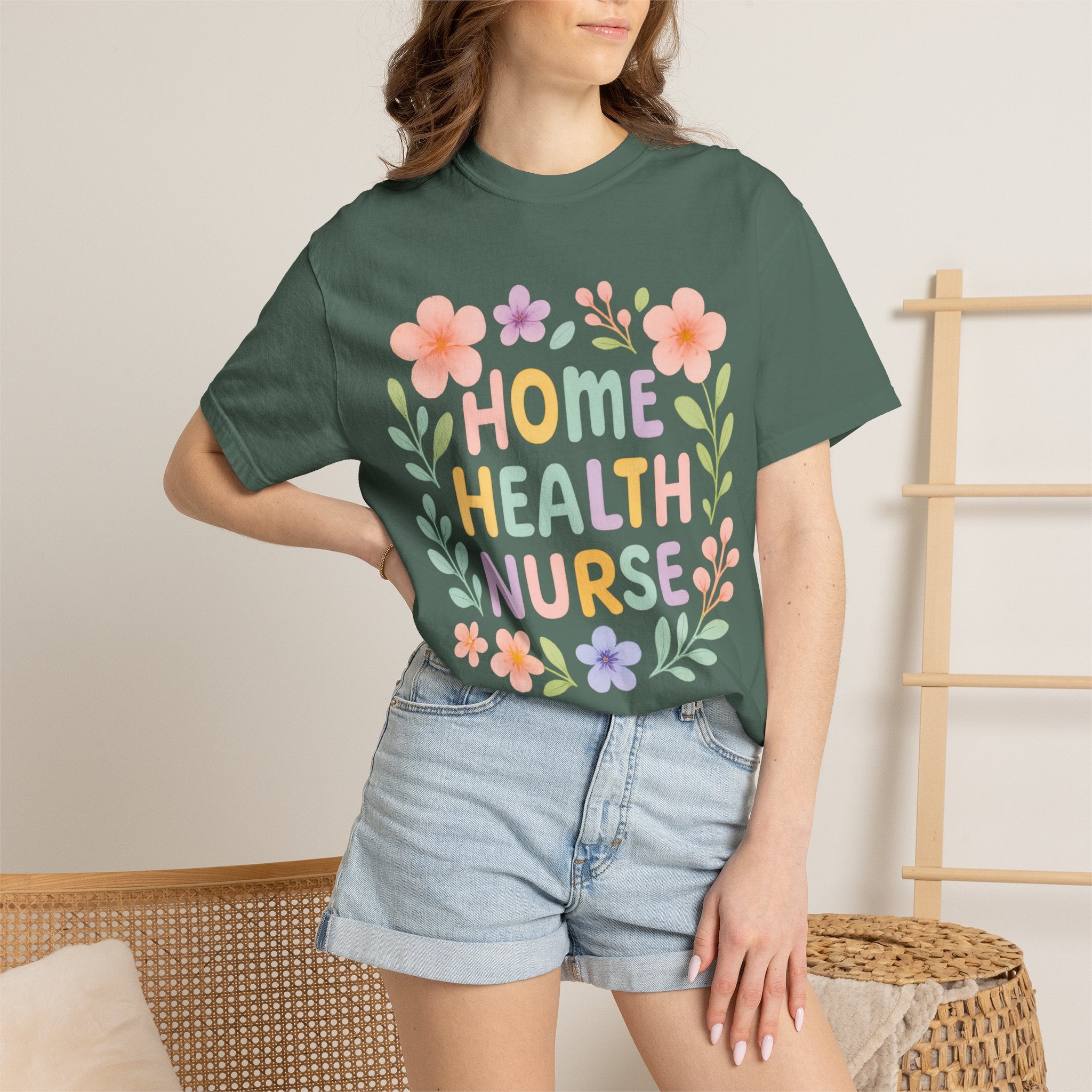Home Health Nurse Floral T-Shirt — Pastel Appreciation Tee for Nurses