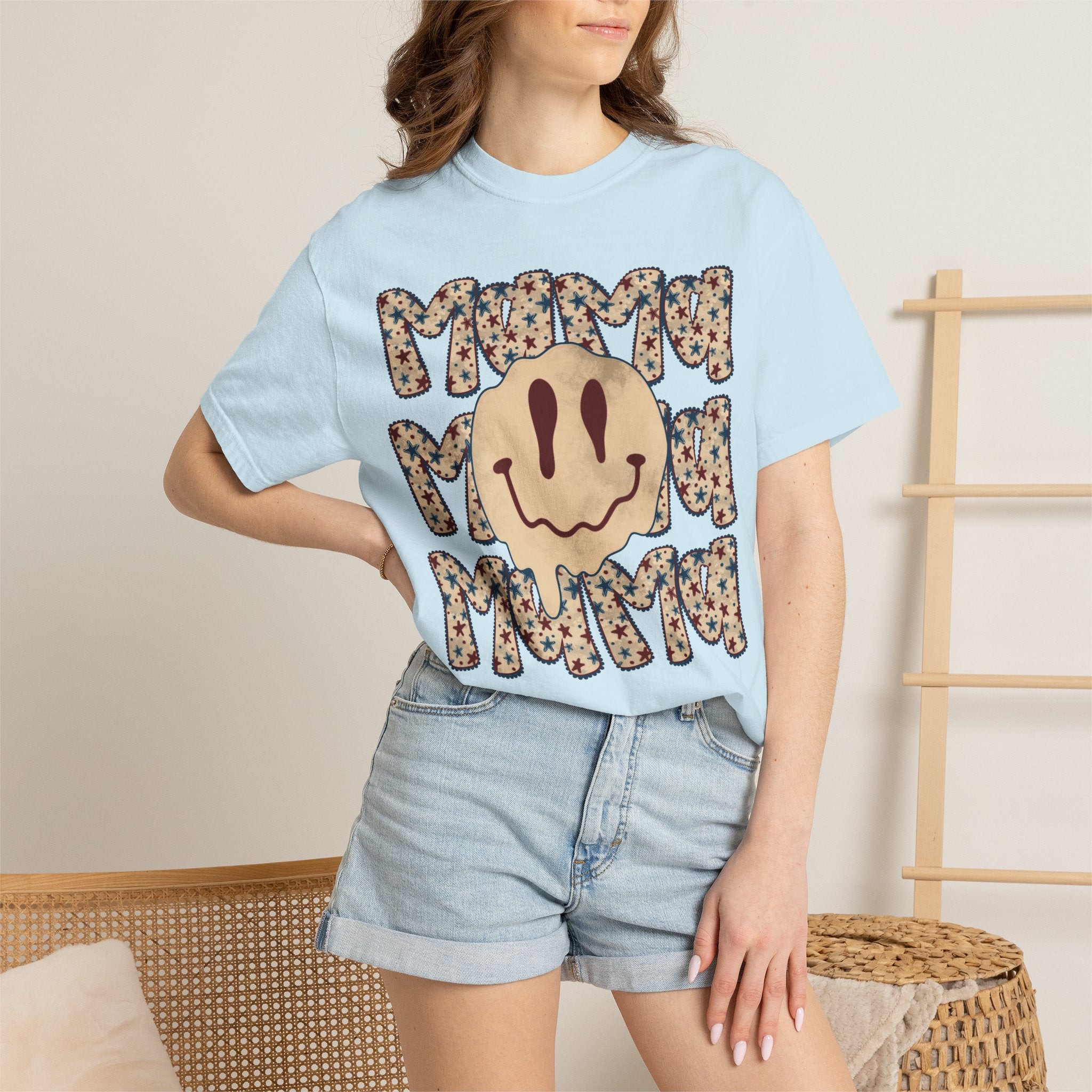 Retro Happy Face 'Mmmm' Floral Graphic T-Shirt