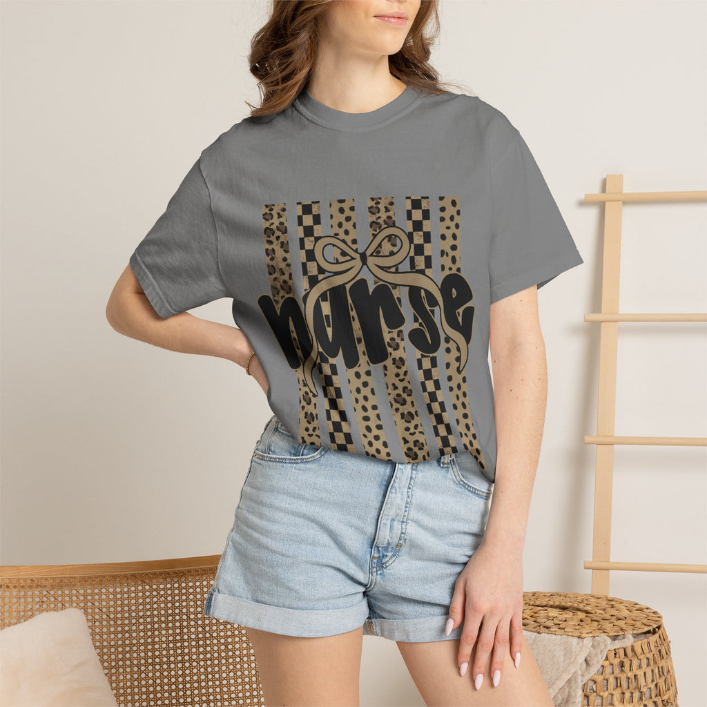 Nurse Leopard Stripes Graphic T-Shirt