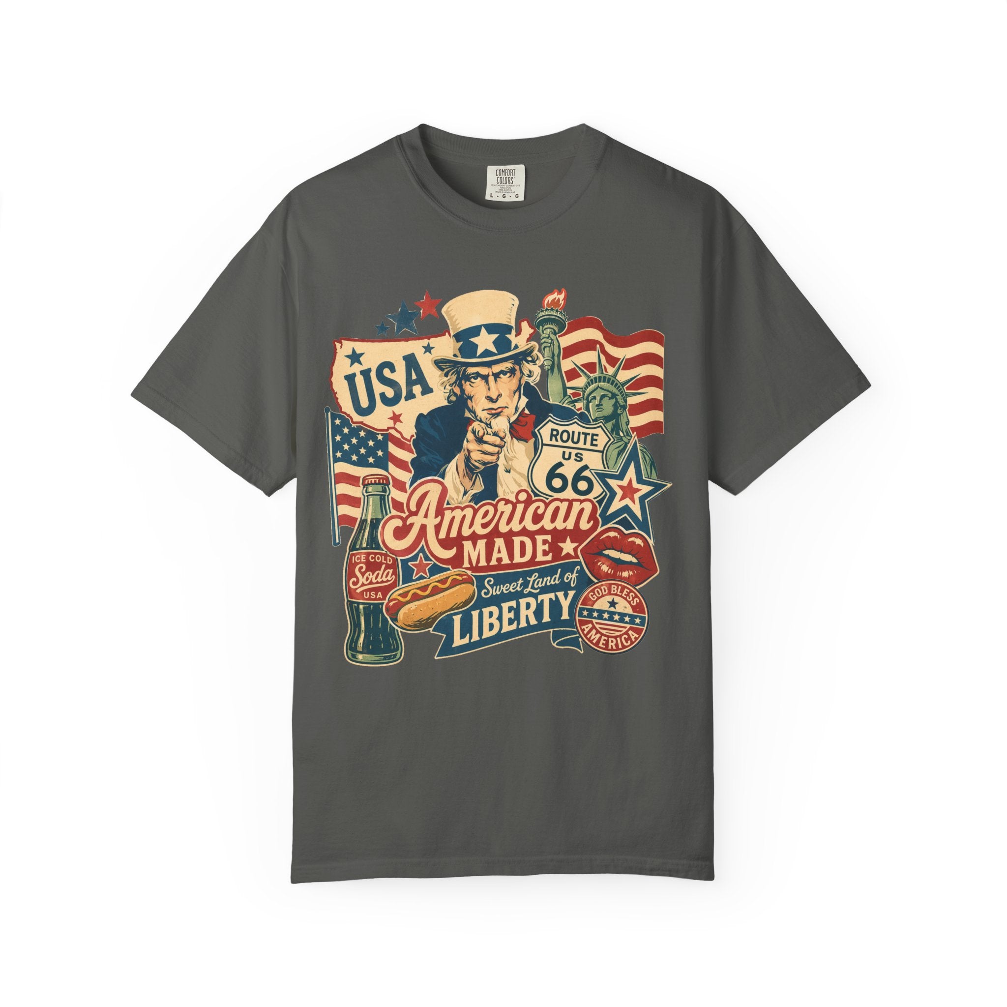 American Made Liberty T-Shirt — Vintage Uncle Sam Route 66 USA Graphic