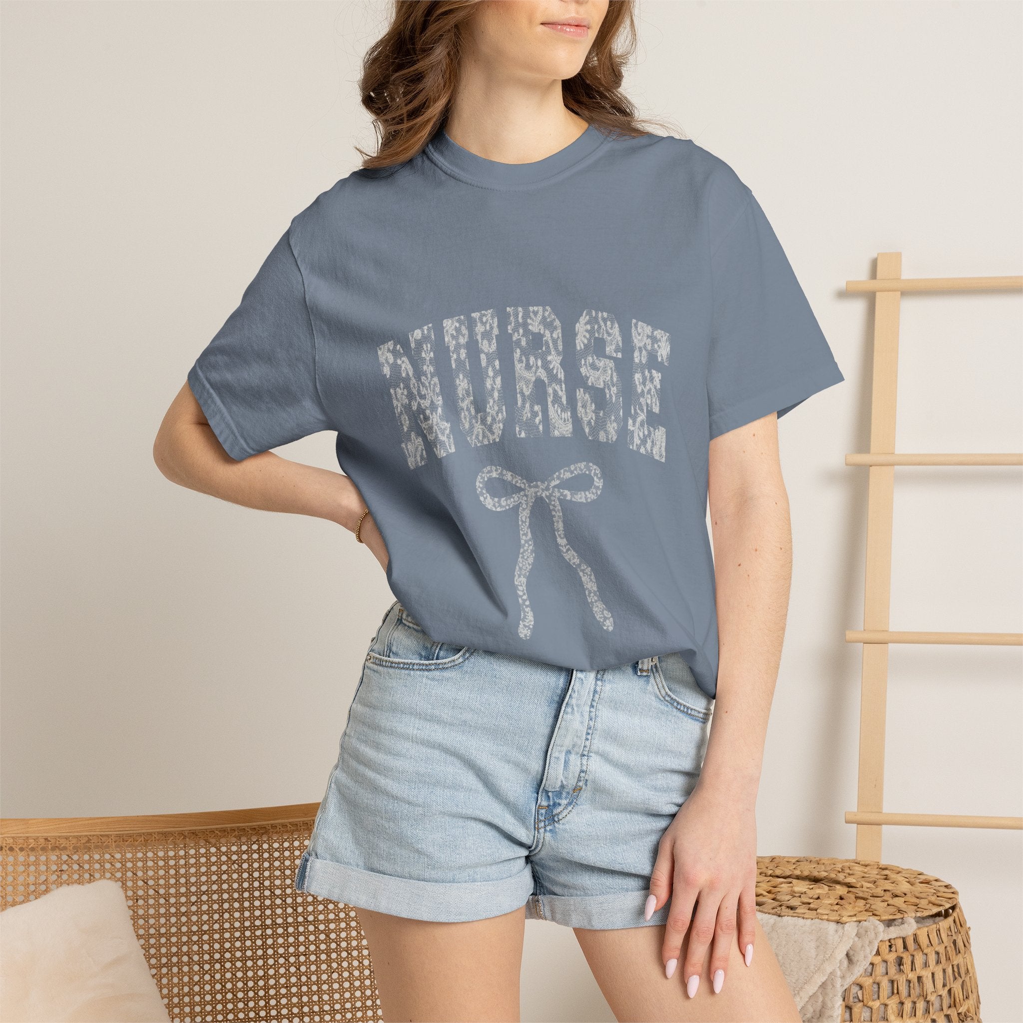 Nurse Ribbon T-Shirt — Subtle Floral 'NURSE' Gift Tee