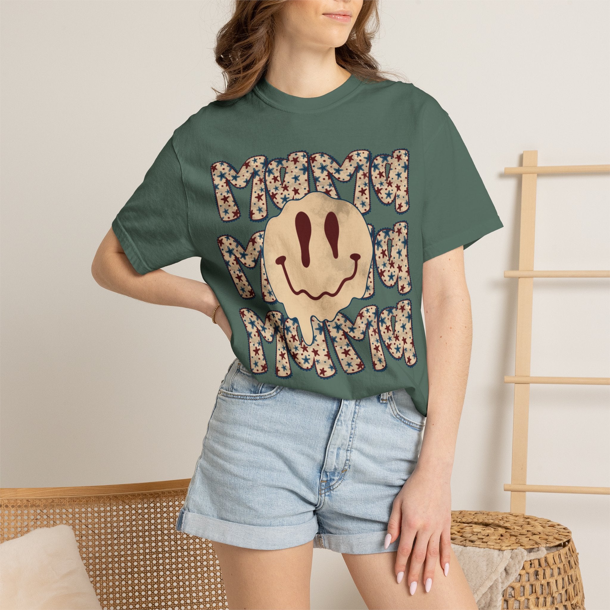 Retro Happy Face 'Mmmm' Floral Graphic T-Shirt