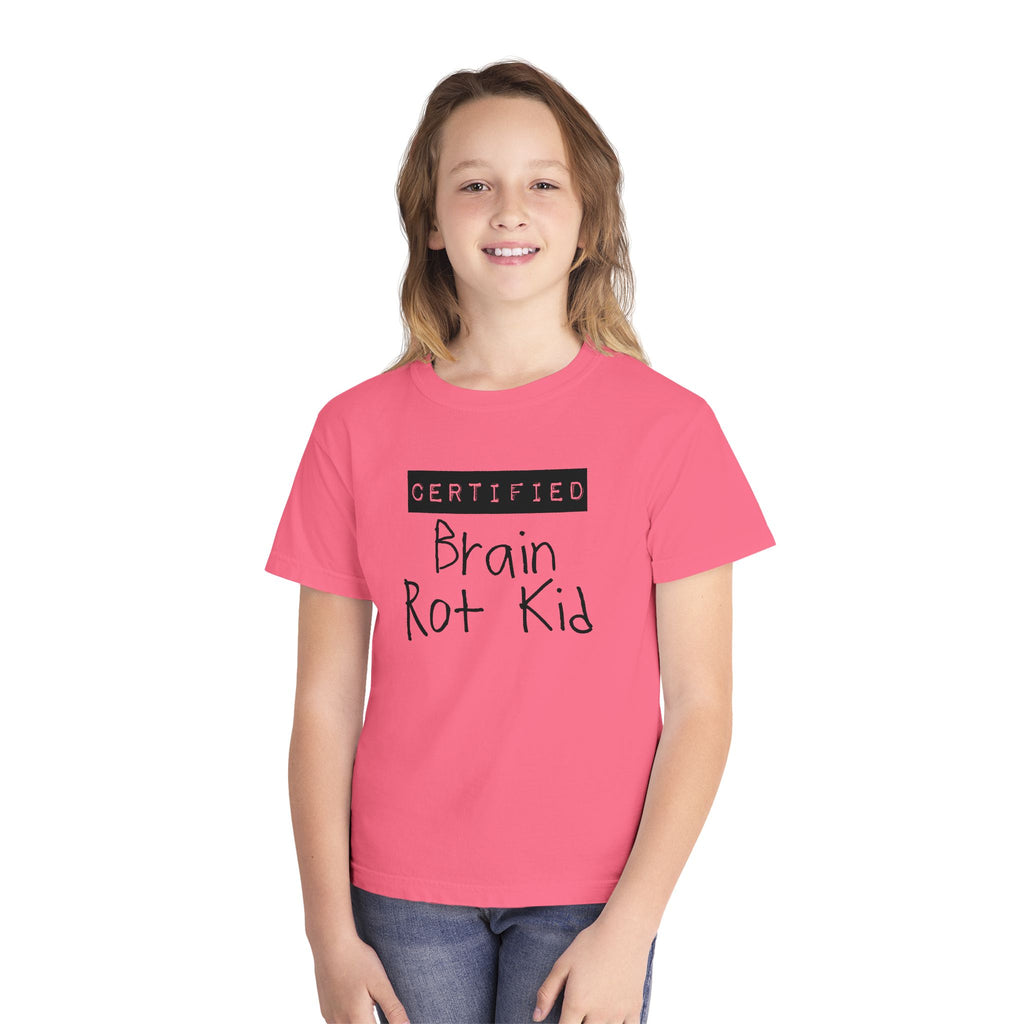 Youth T‑Shirt “Certified Brain Rot Kid” Graphic Tee — Funny Retro Handwritten Kids Shirt