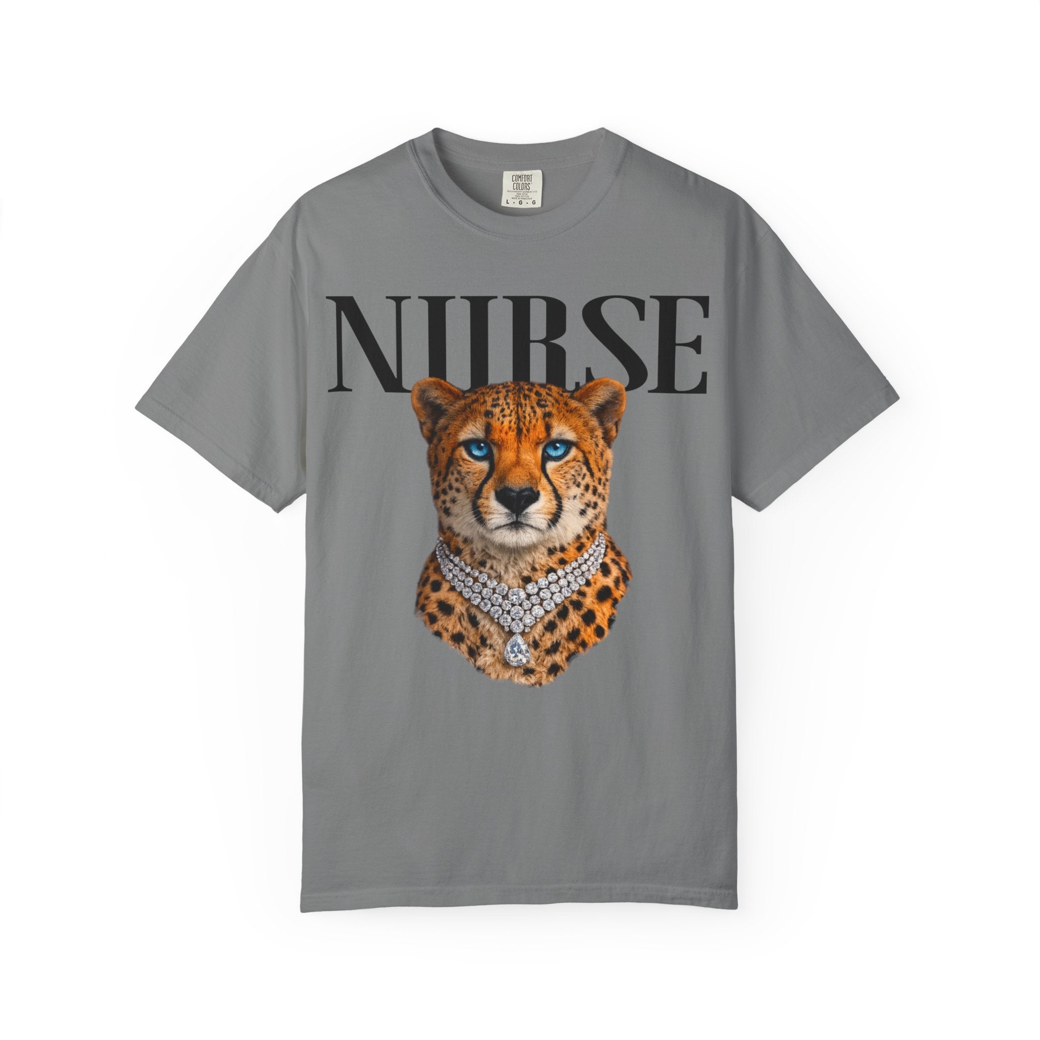 Nurse Cheetah Graphic T-Shirt — Stylish Medical Professional Tee