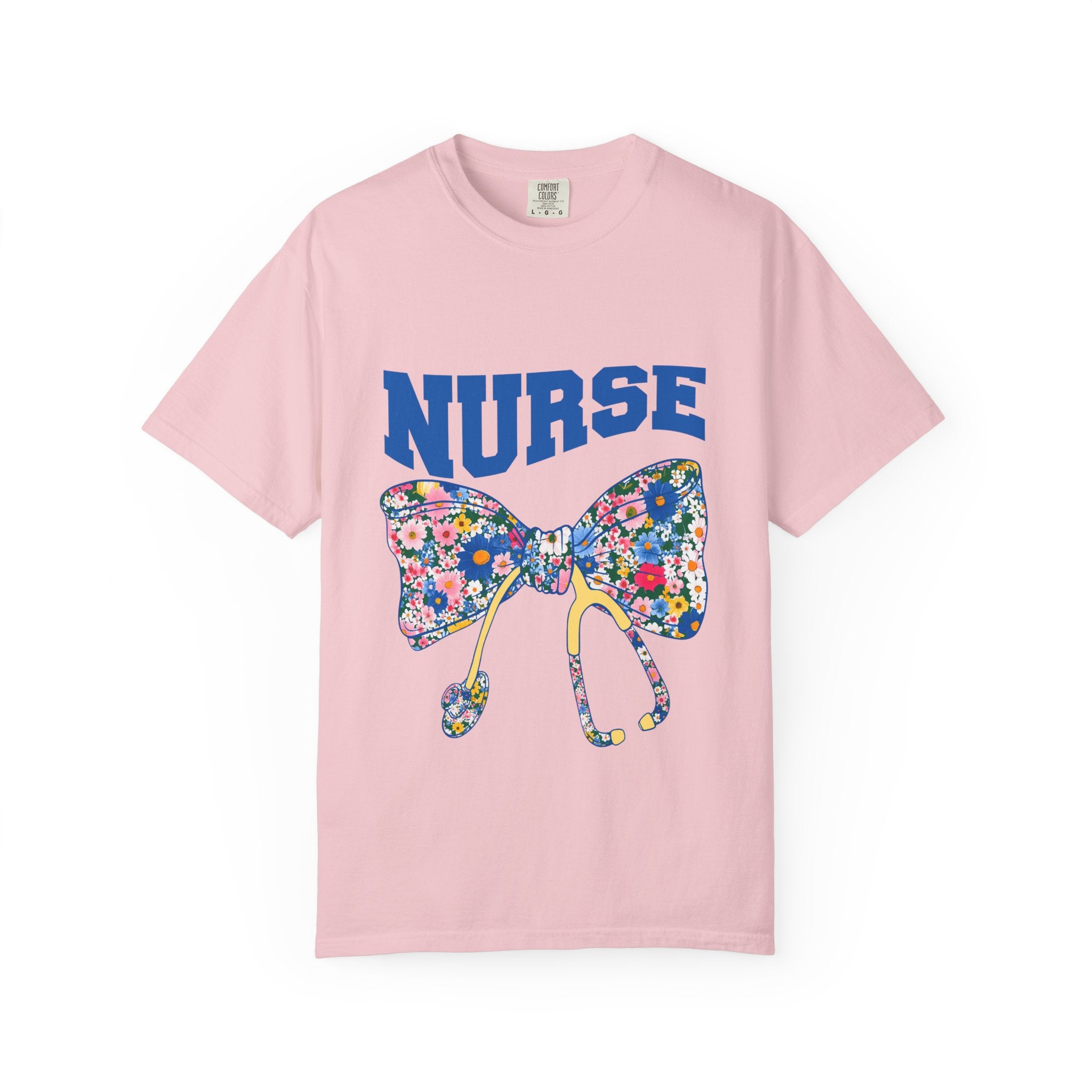 Nurse Floral Stethoscope T-Shirt — Floral Bow & Stethoscope Nurse Tee