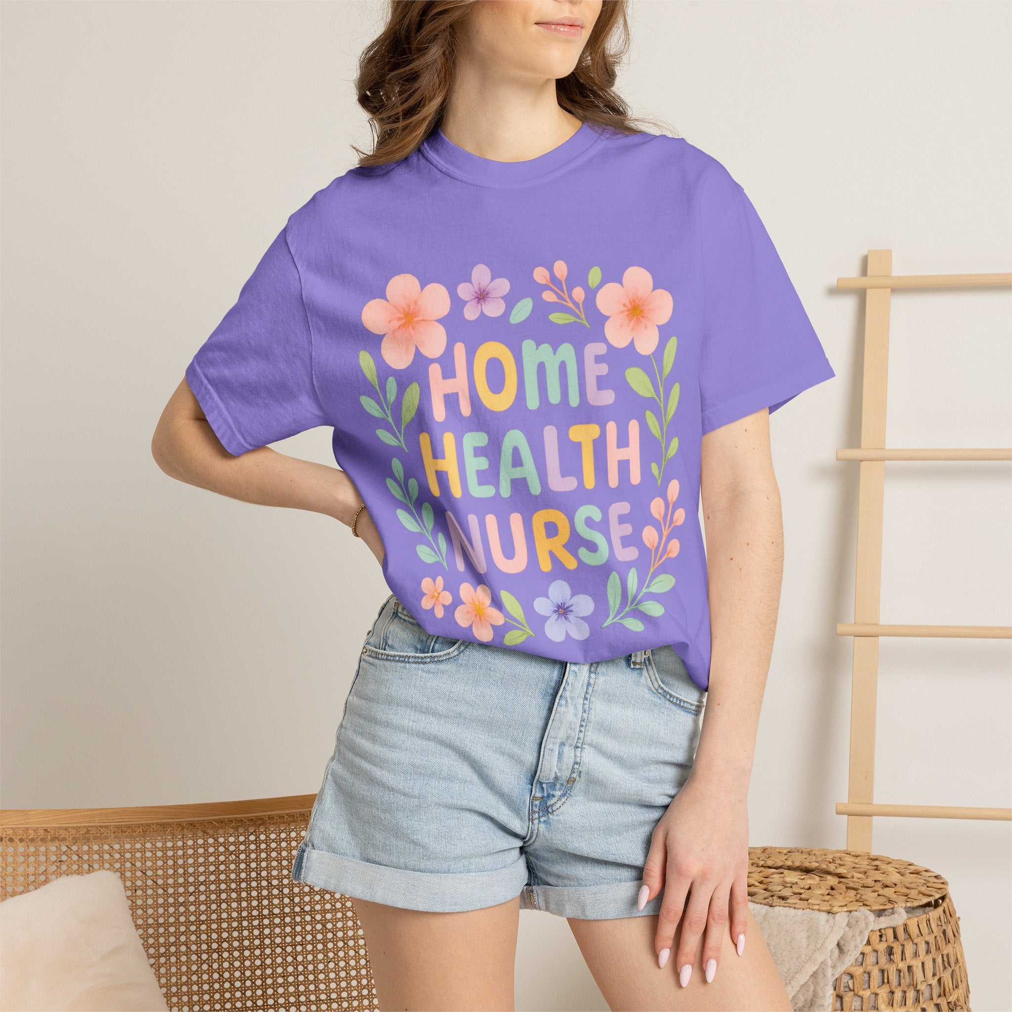 Home Health Nurse Floral T-Shirt — Pastel Appreciation Tee for Nurses