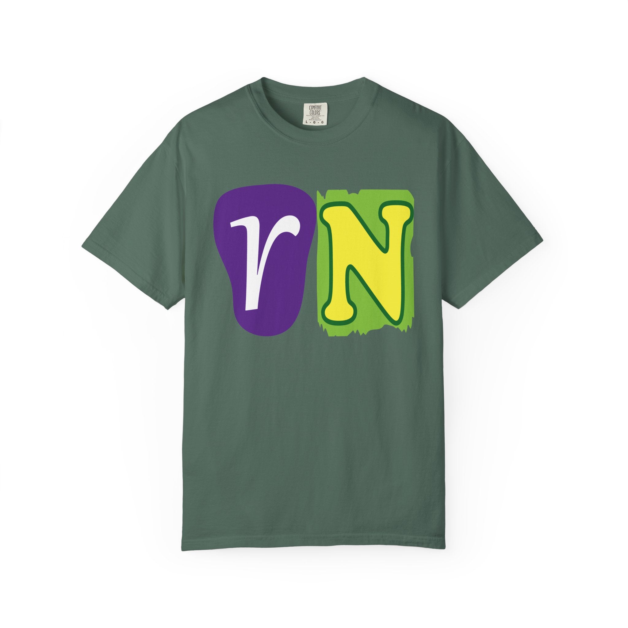 RN Block Letter T-Shirt — Playful Color-Block Initial Tee