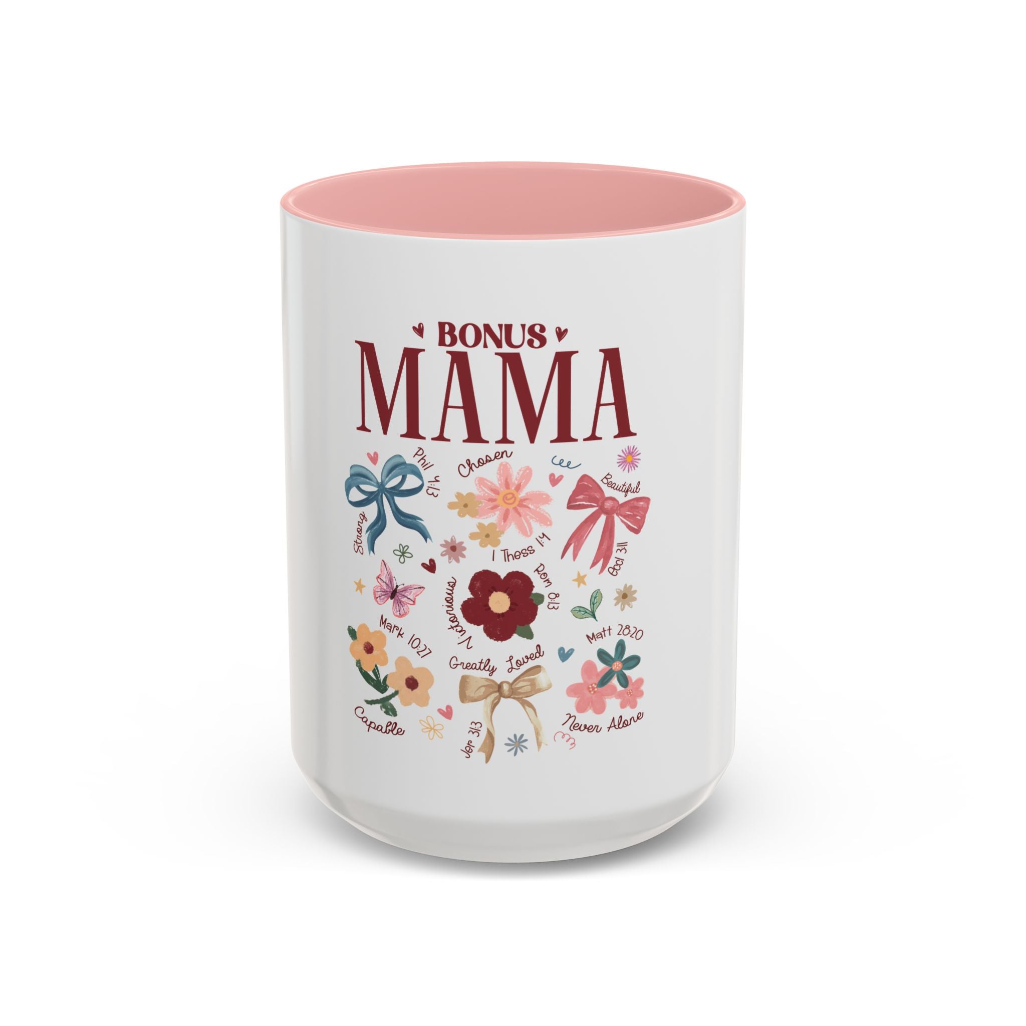 Bonus Mama Floral Coffee Mug – 11/15oz Accent Mug, Gift for Stepmom or Bonus Mom