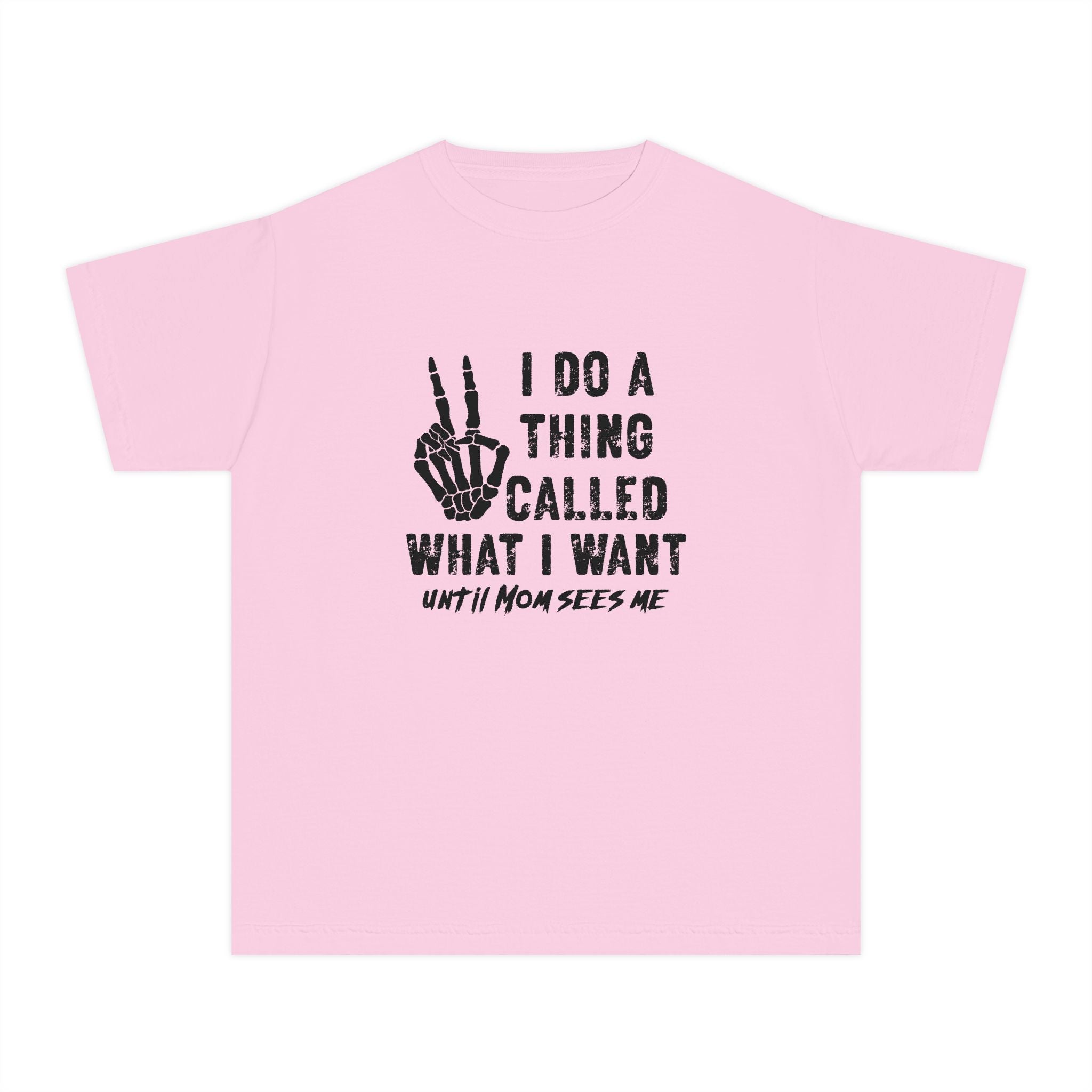 Youth Tee - "I Do A Thing Called What I Want" Skeleton Peace Sign Graphic