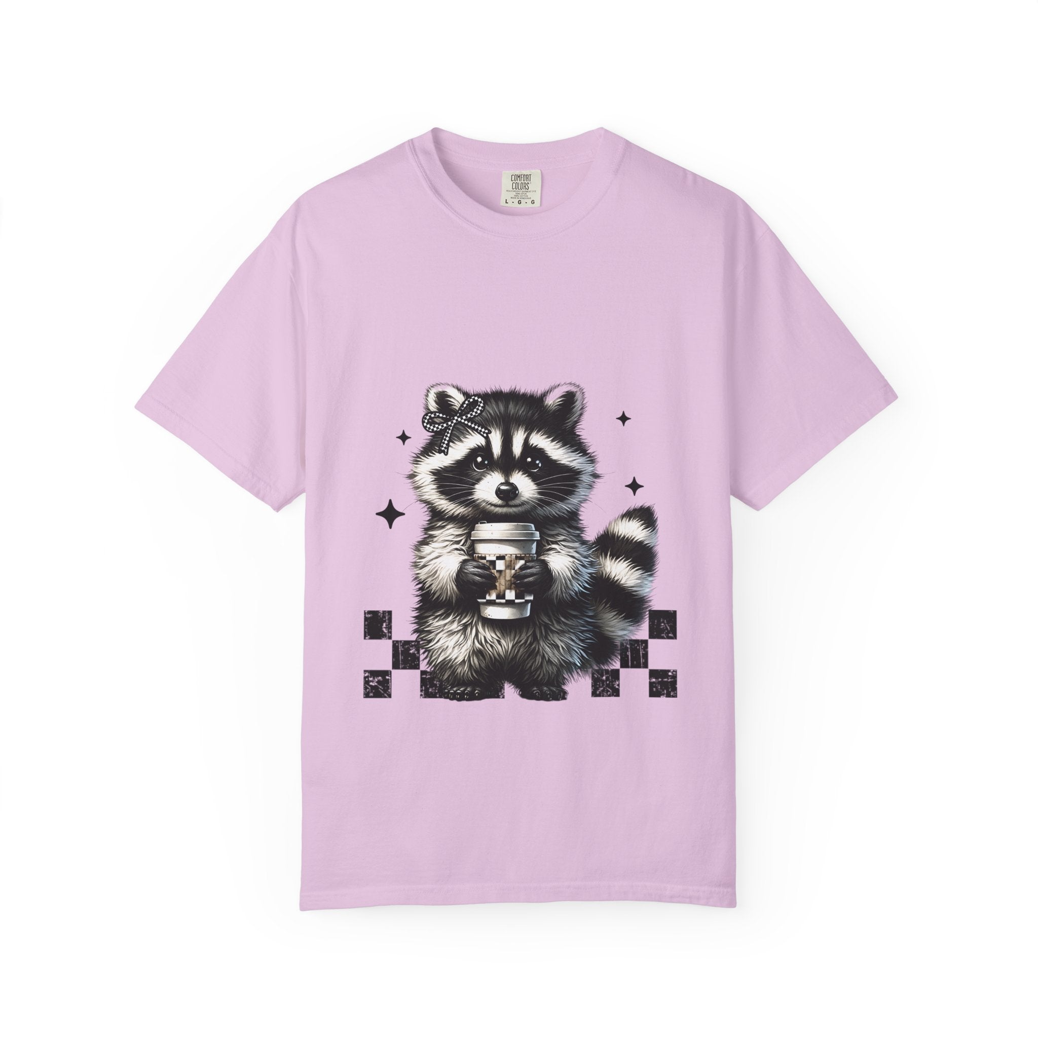 Raccoon Coffee Tee — Cute Holding Mug Graphic T-Shirt