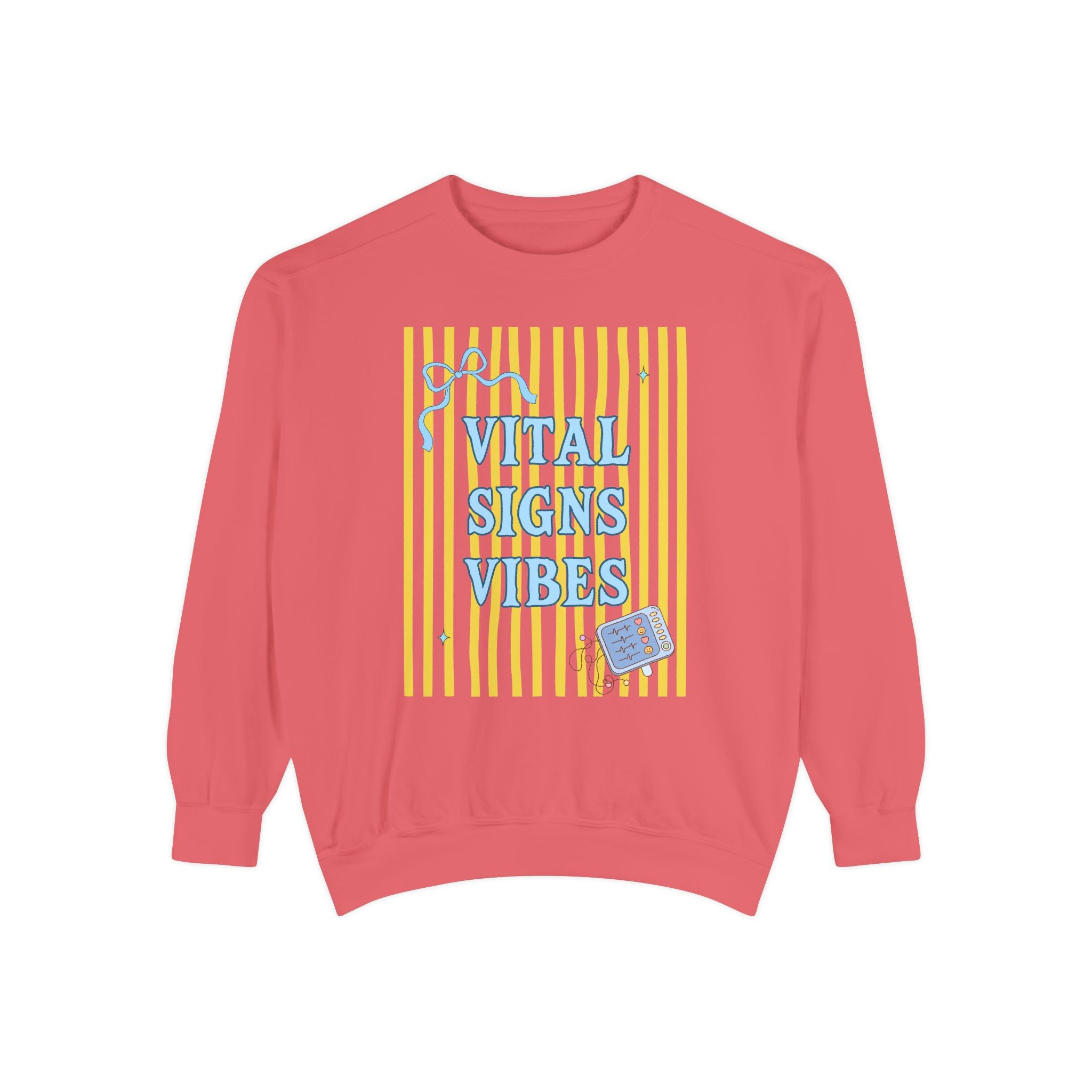 Vital Signs Vibes Sweatshirt — Retro Stripe Graphic Crewneck