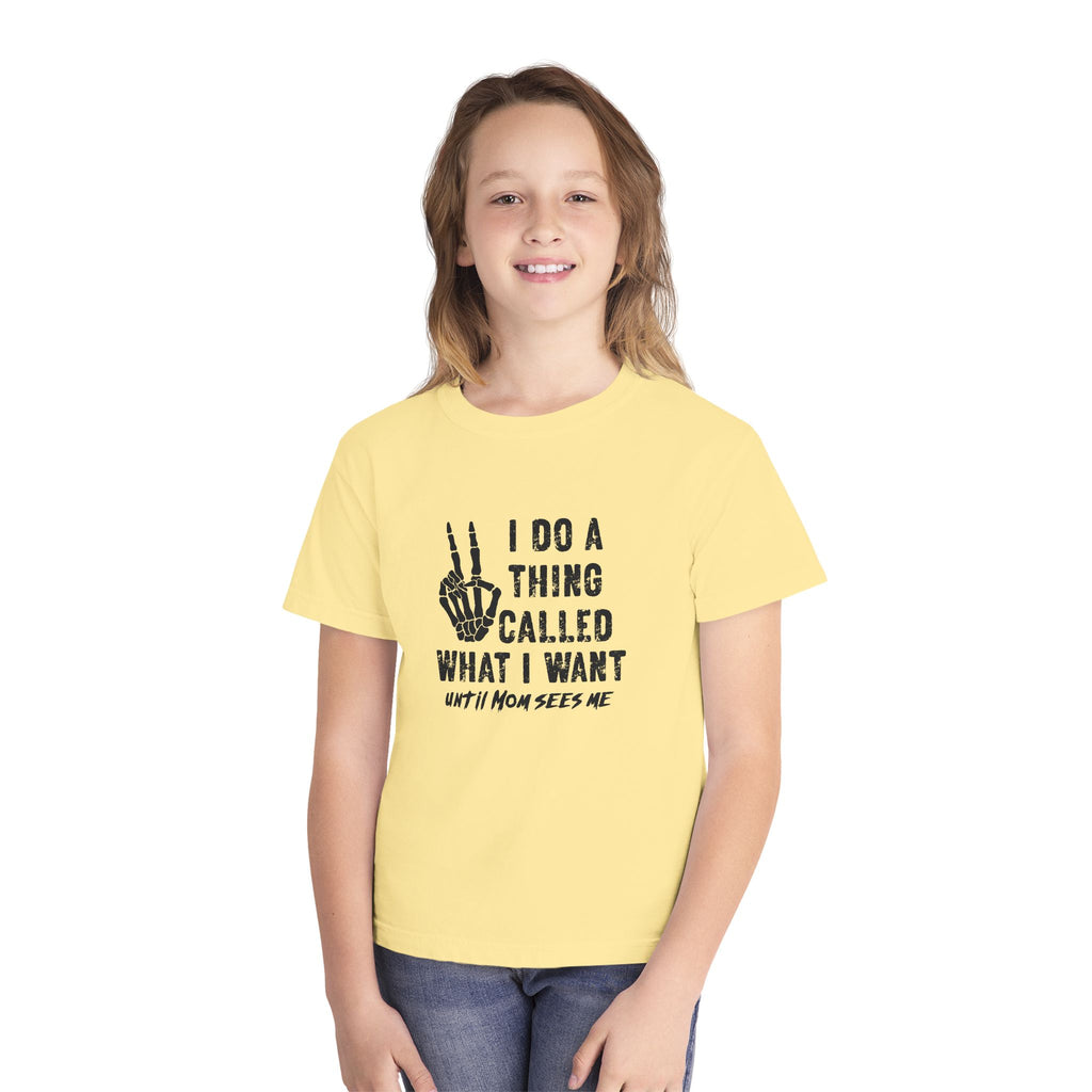 Youth Tee - "I Do A Thing Called What I Want" Skeleton Peace Sign Graphic
