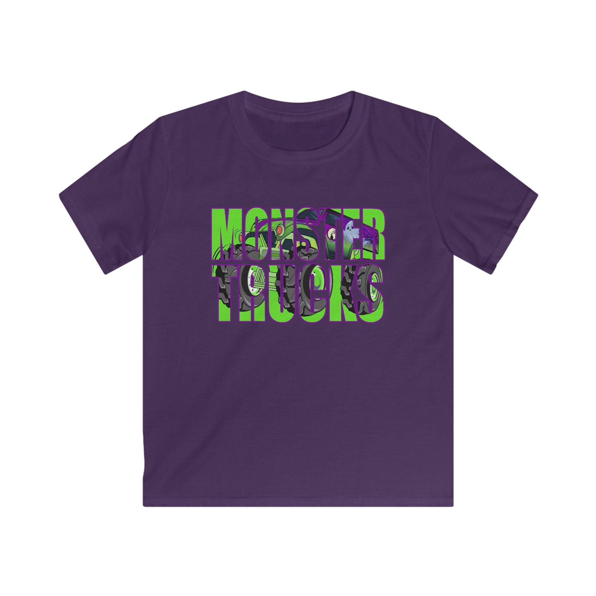 Kids Tee — 'Monster Trucks' Neon Graphic Shirt for Boys