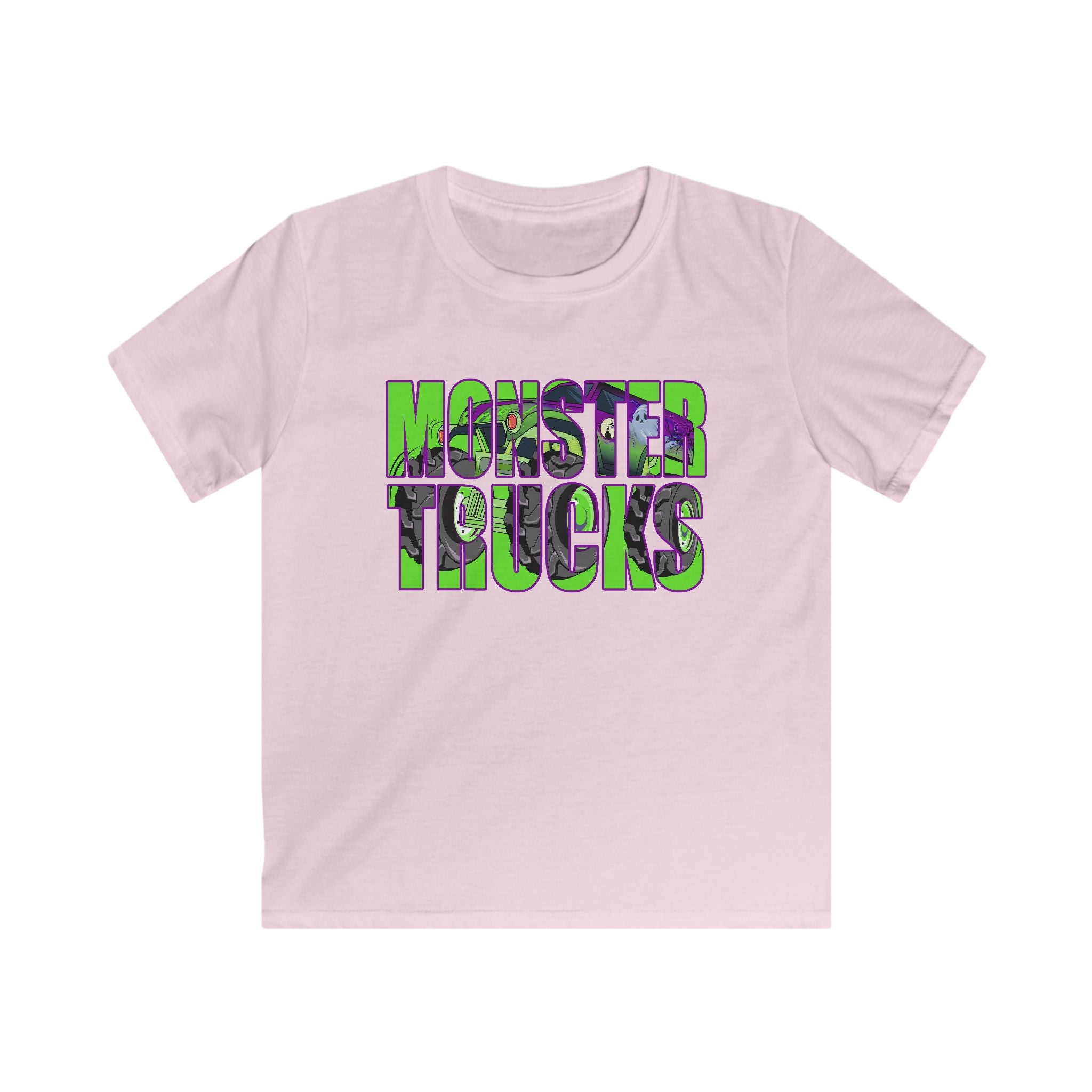 Kids Tee — 'Monster Trucks' Neon Graphic Shirt for Boys