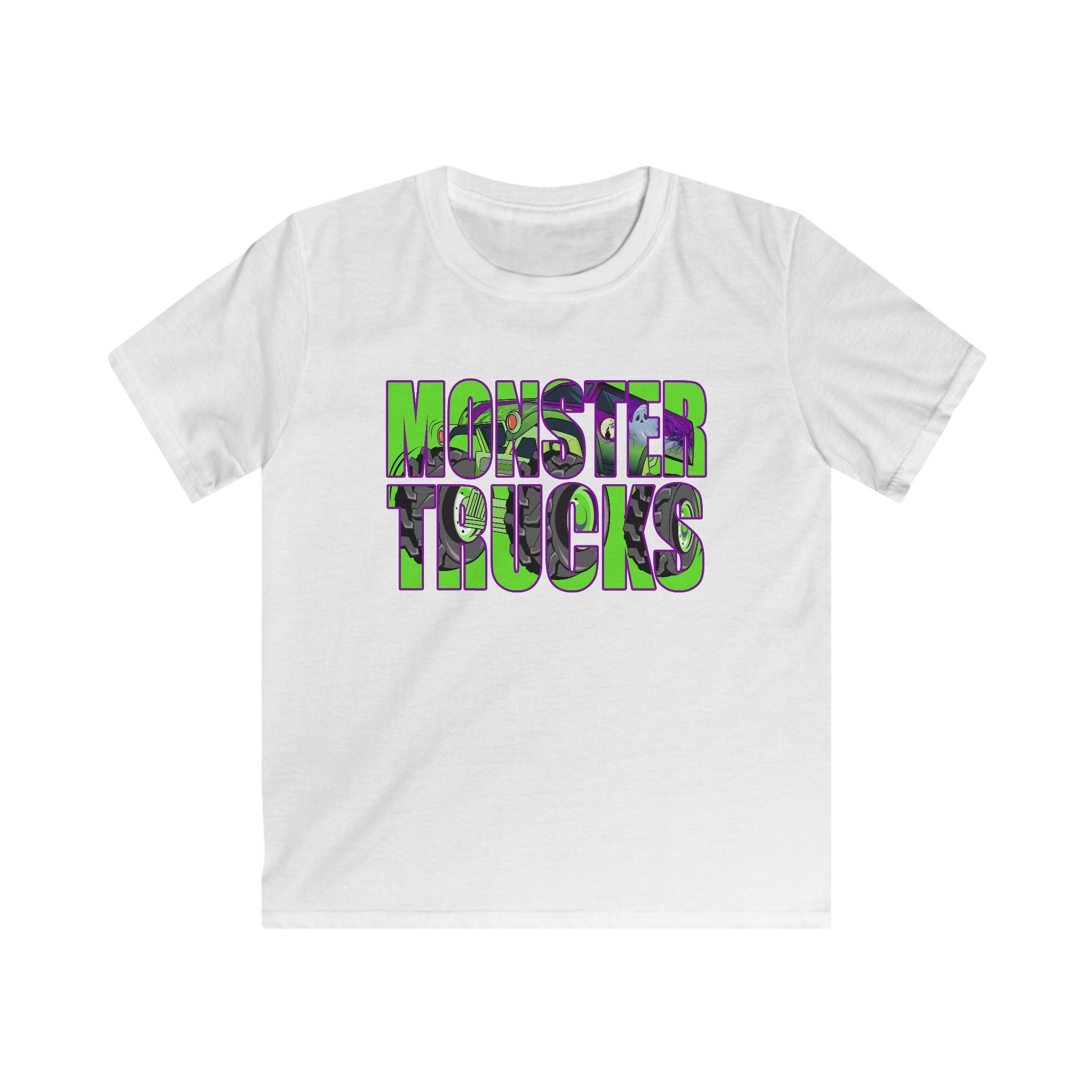 Kids Tee — 'Monster Trucks' Neon Graphic Shirt for Boys