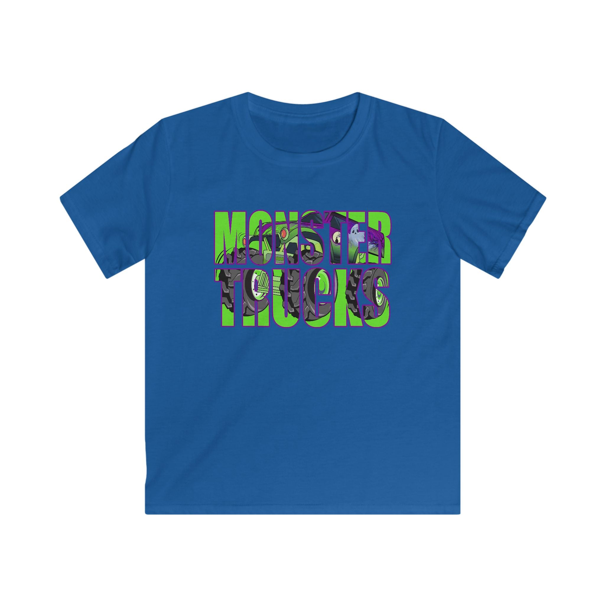 Kids Tee — 'Monster Trucks' Neon Graphic Shirt for Boys