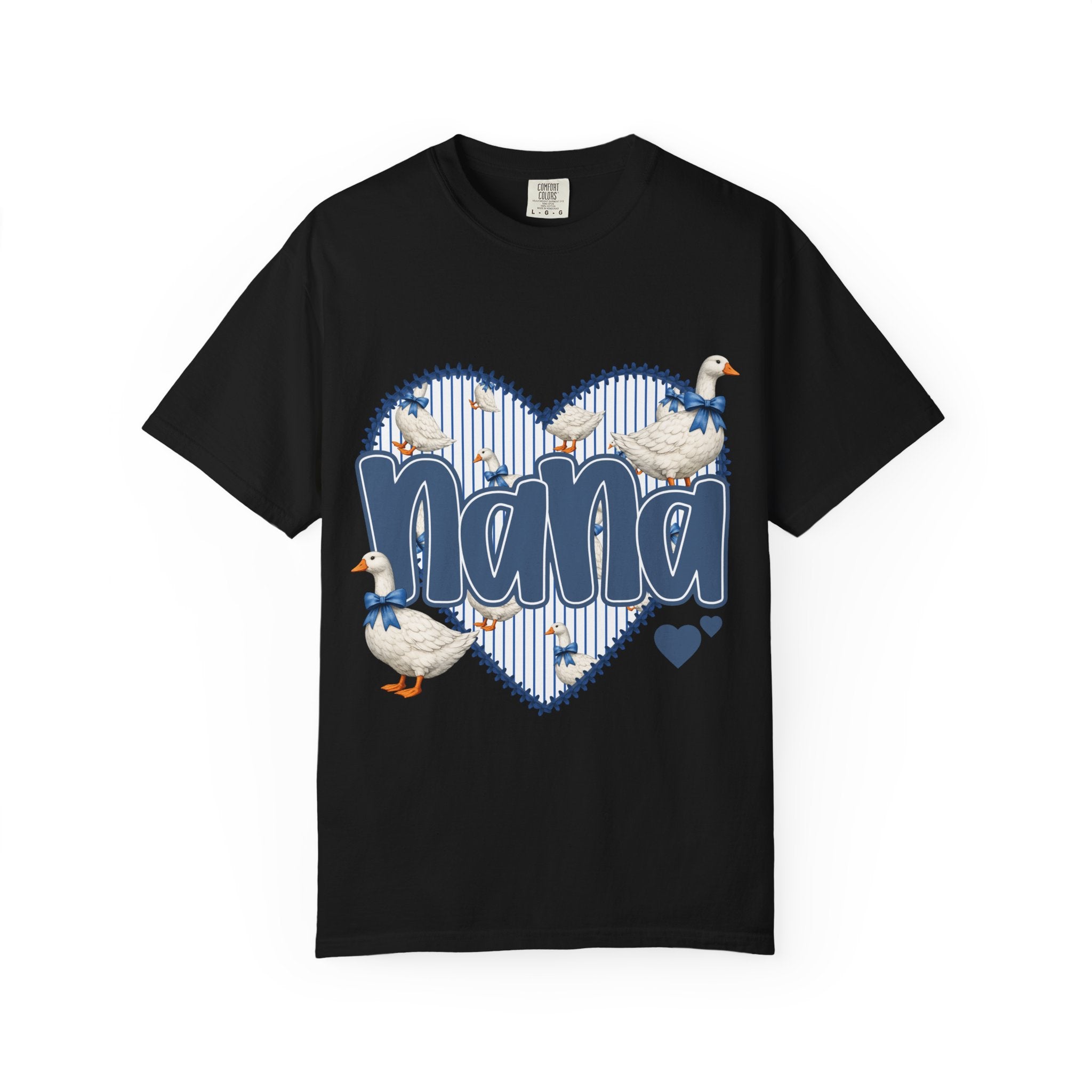 Nana Goose Heart T-Shirt — Cute Grandma Gift, ‘Nana’ Script with Geese