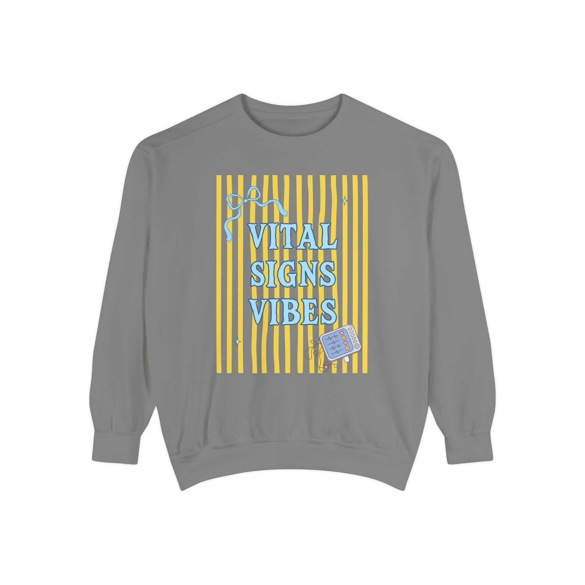 Vital Signs Vibes Sweatshirt — Retro Stripe Graphic Crewneck