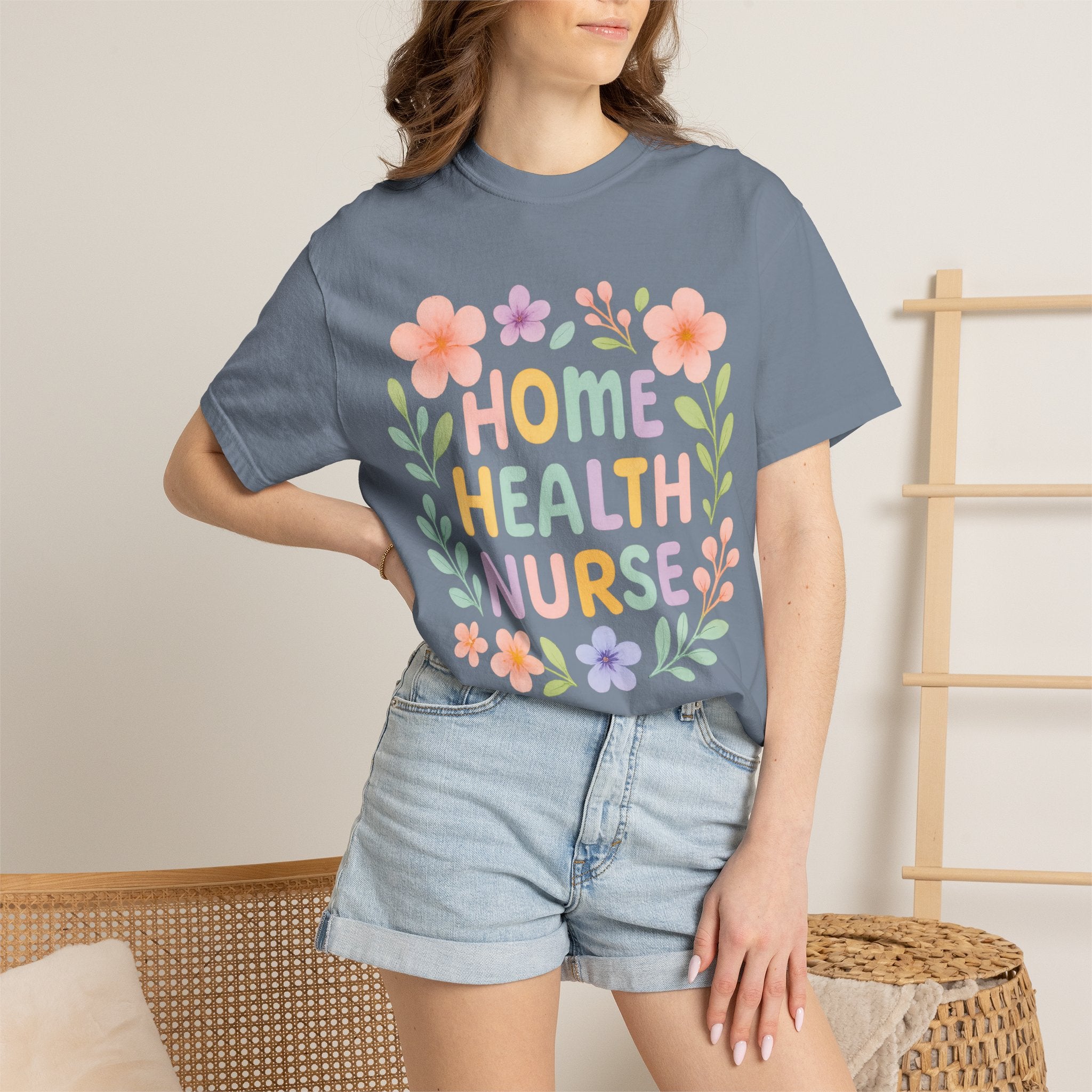 Home Health Nurse Floral T-Shirt — Pastel Appreciation Tee for Nurses